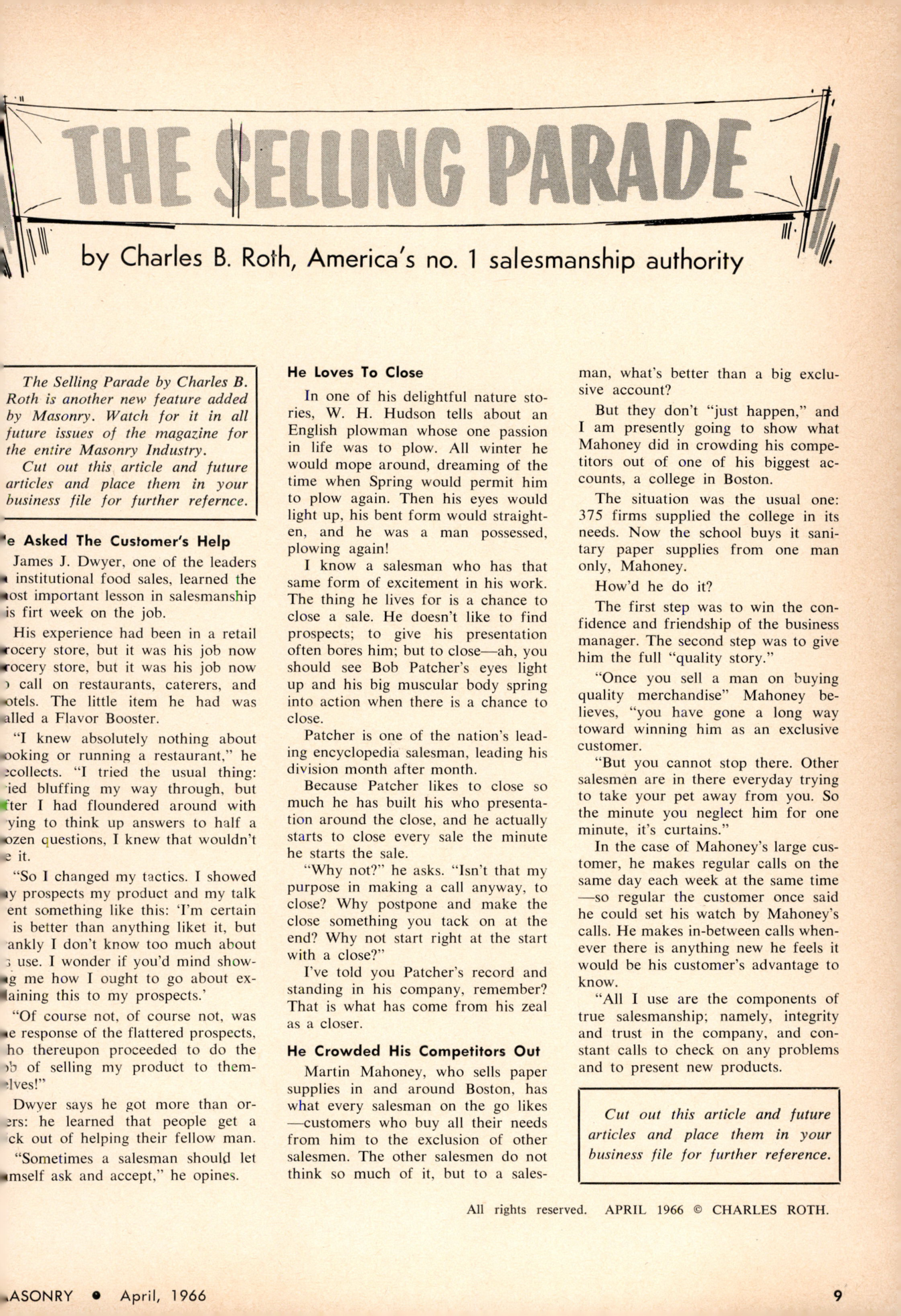 Masonry Magazine April 1966 Page. 9