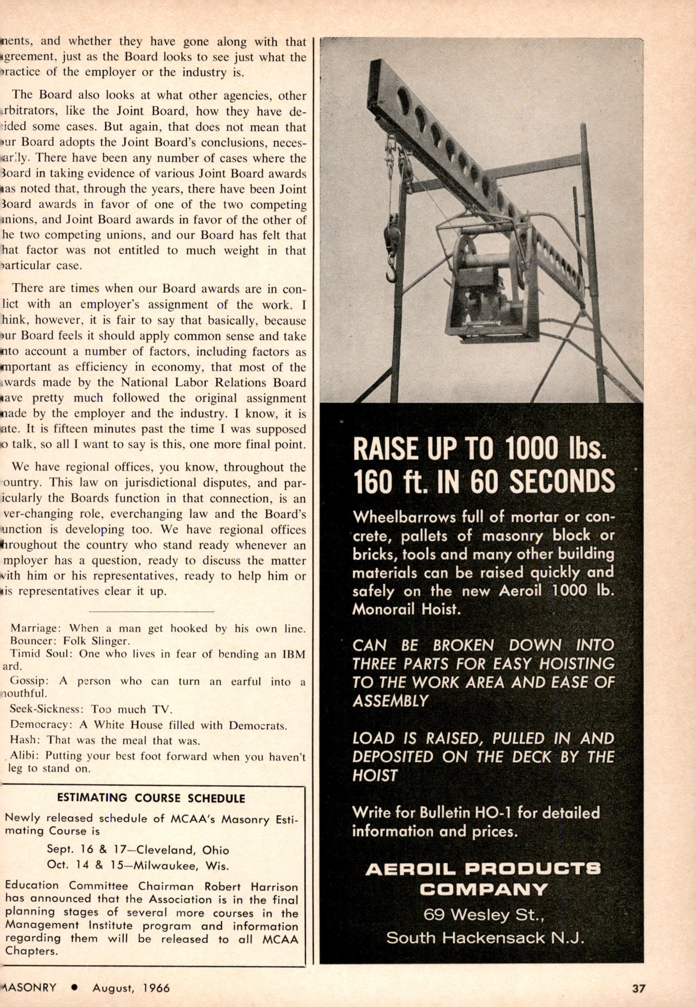 Masonry Magazine August 1966 Page. 37