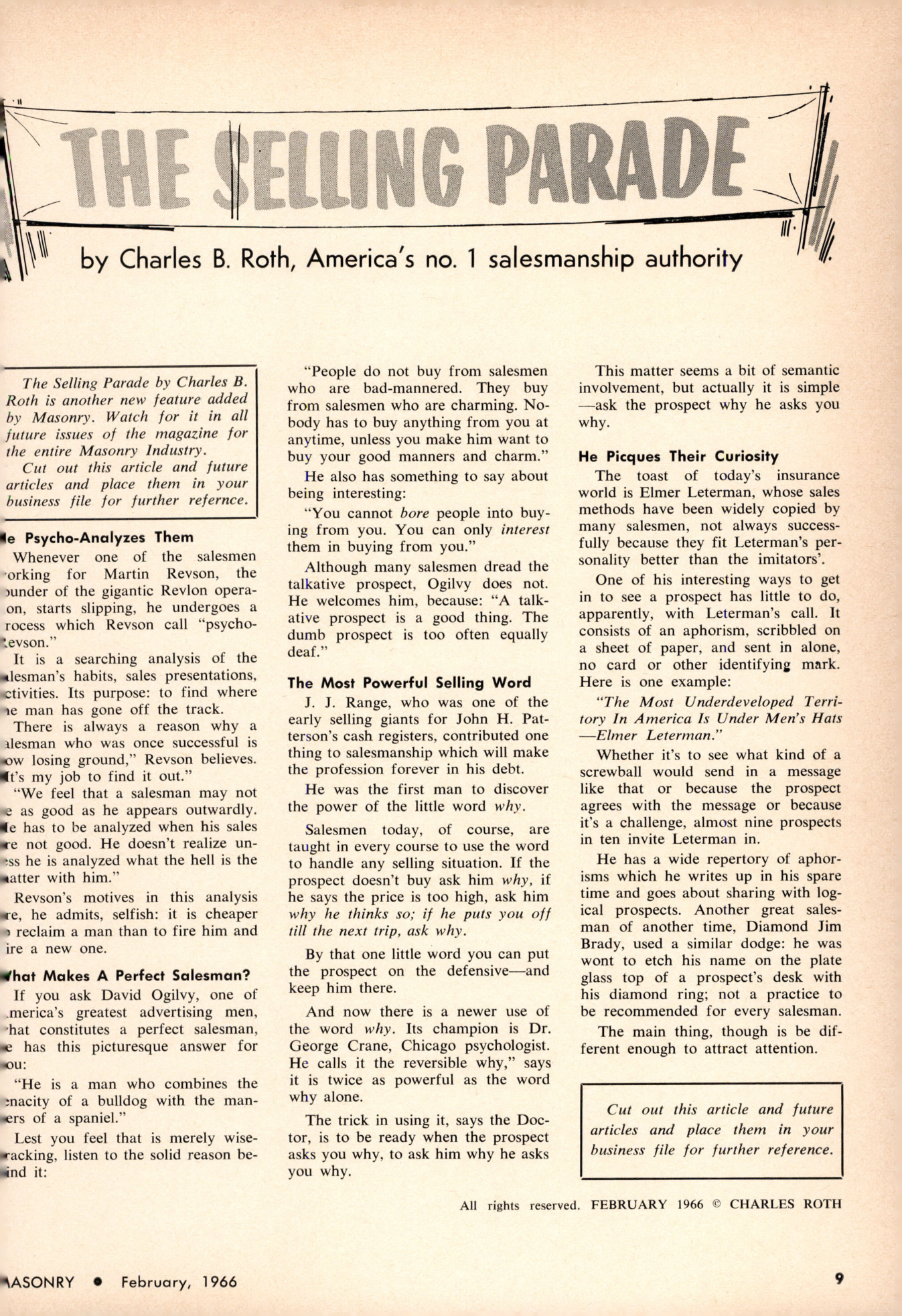 Masonry Magazine February 1966 Page. 9