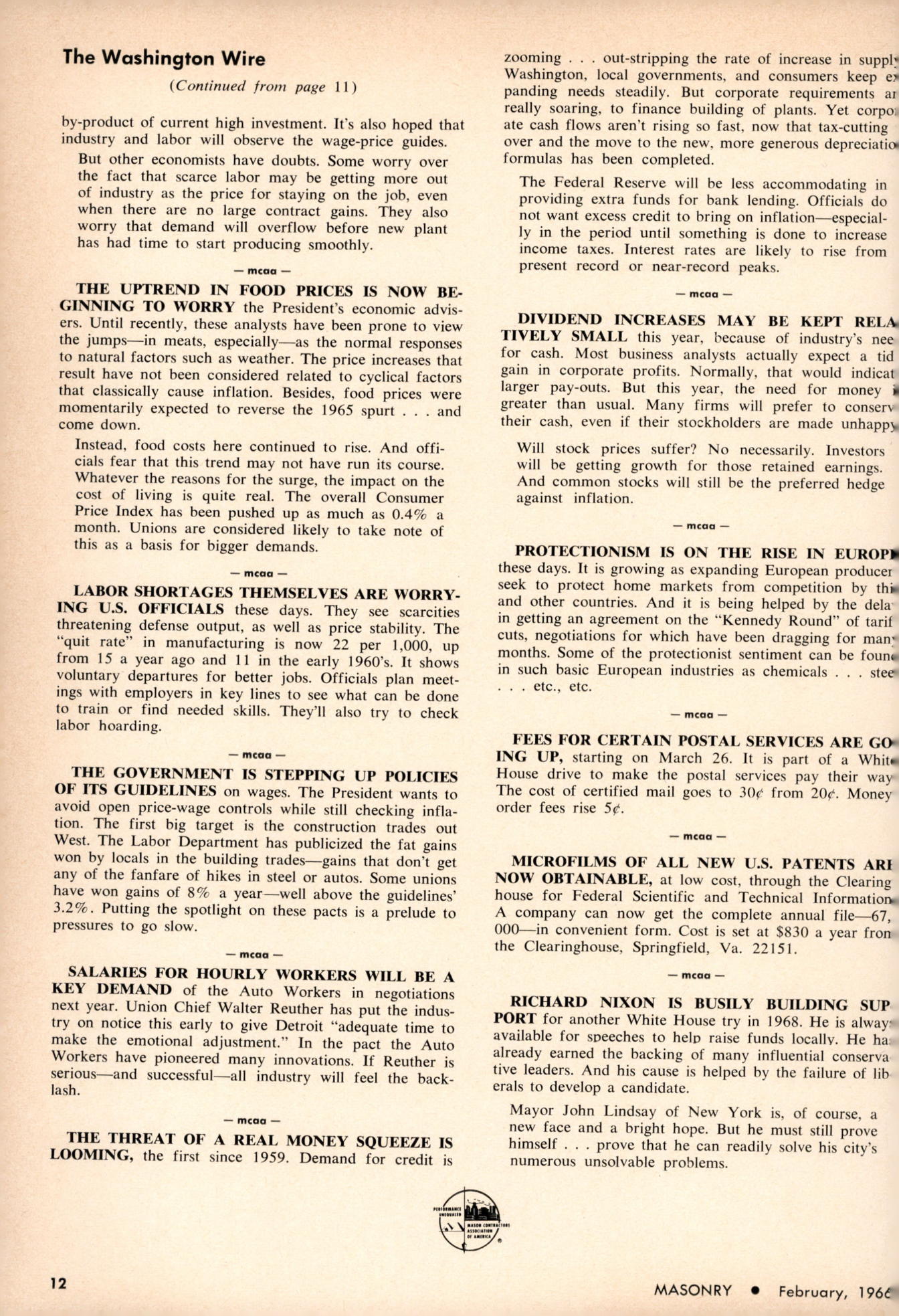 Masonry Magazine February 1966 Page. 12