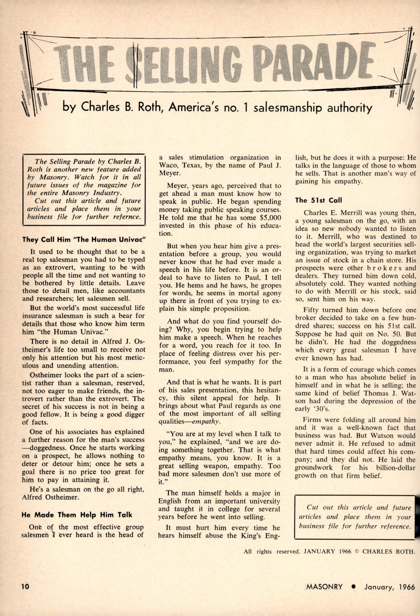 Masonry Magazine January 1966 Page. 10