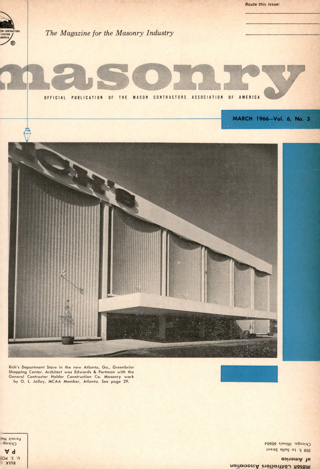 Masonry Magazine March 1966 Page. 1