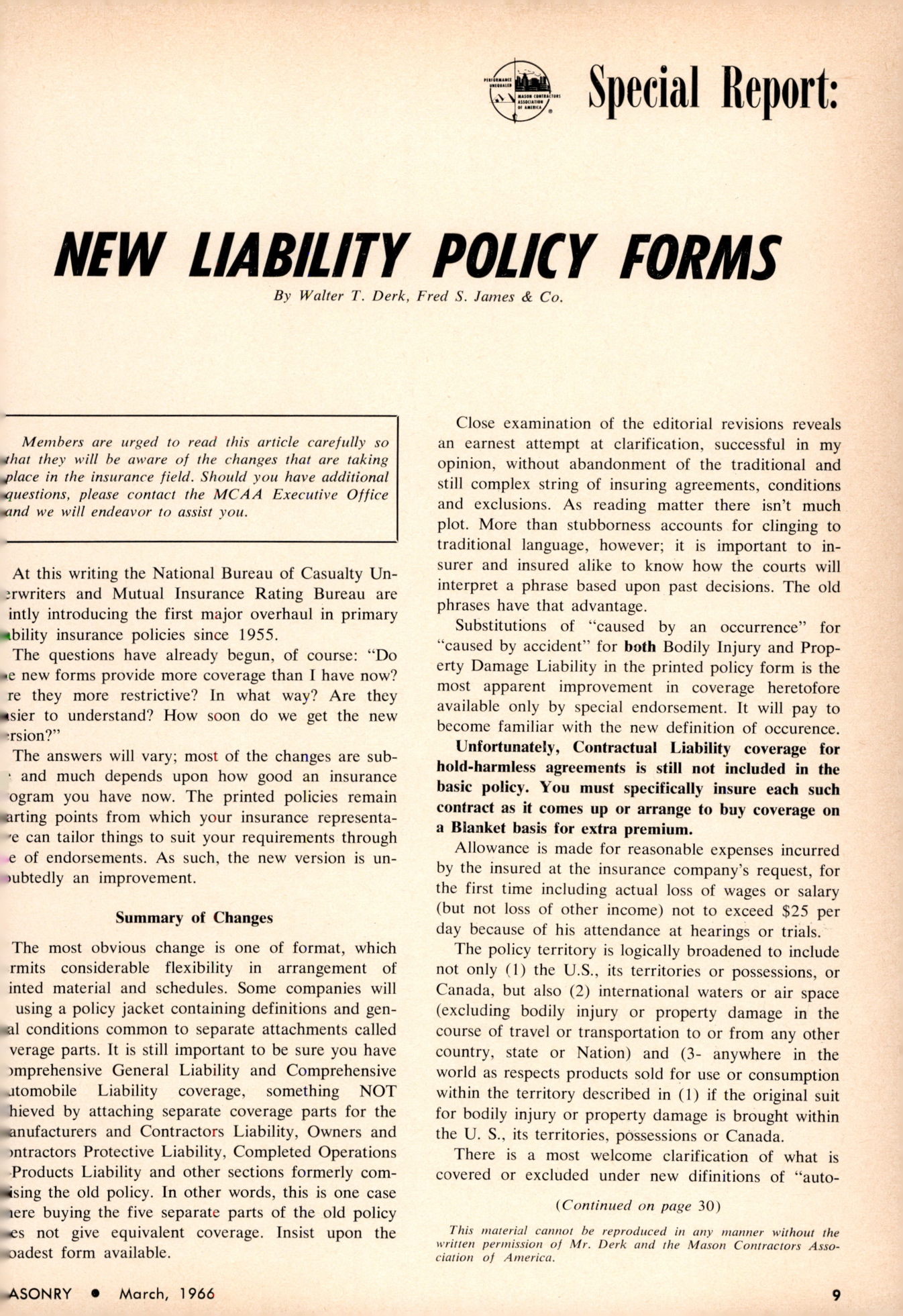 Masonry Magazine March 1966 Page. 9