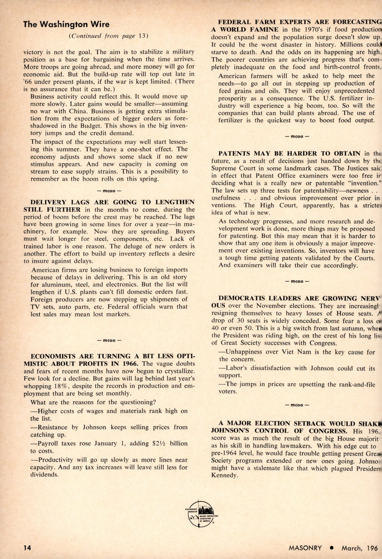 Masonry Magazine March 1966 Page. 14