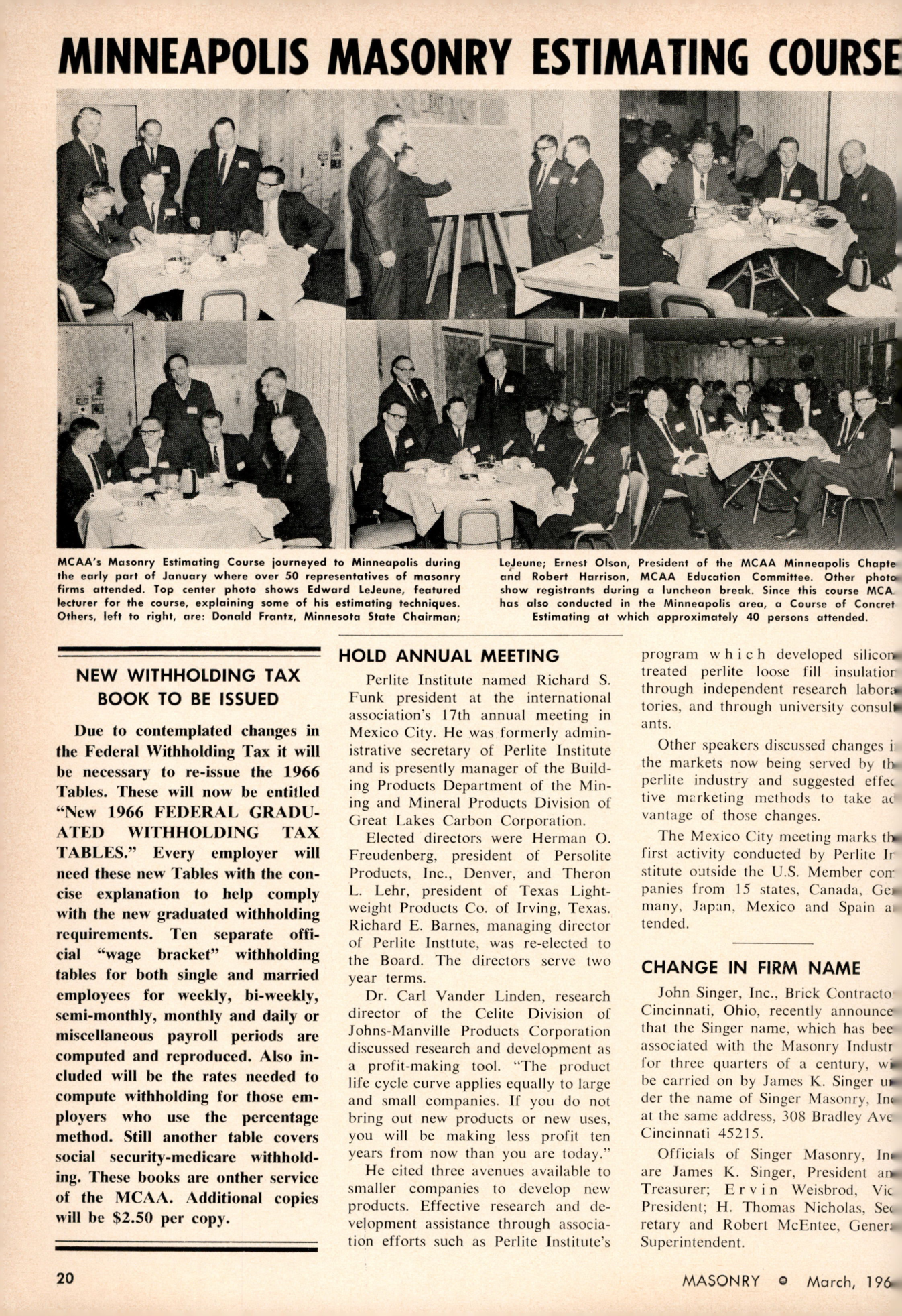 Masonry Magazine March 1966 Page. 20