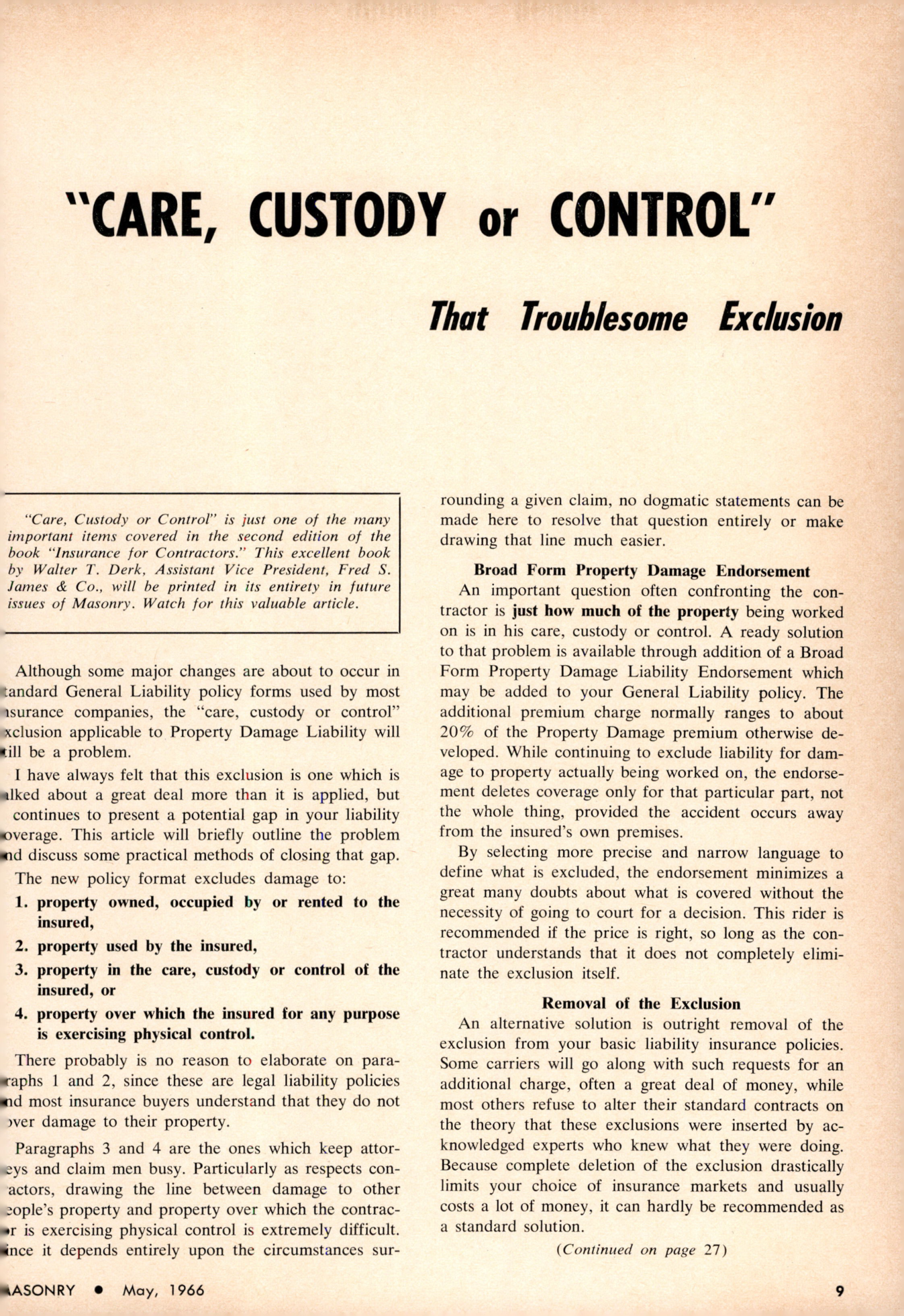 Masonry Magazine May 1966 Page. 9