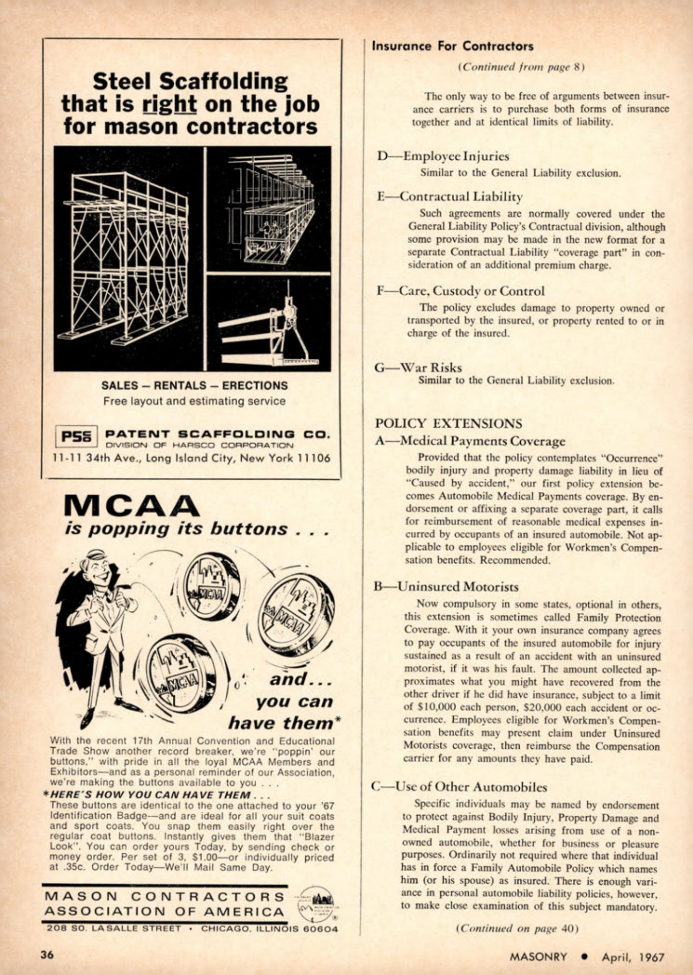Masonry Magazine April 1967 Page. 36