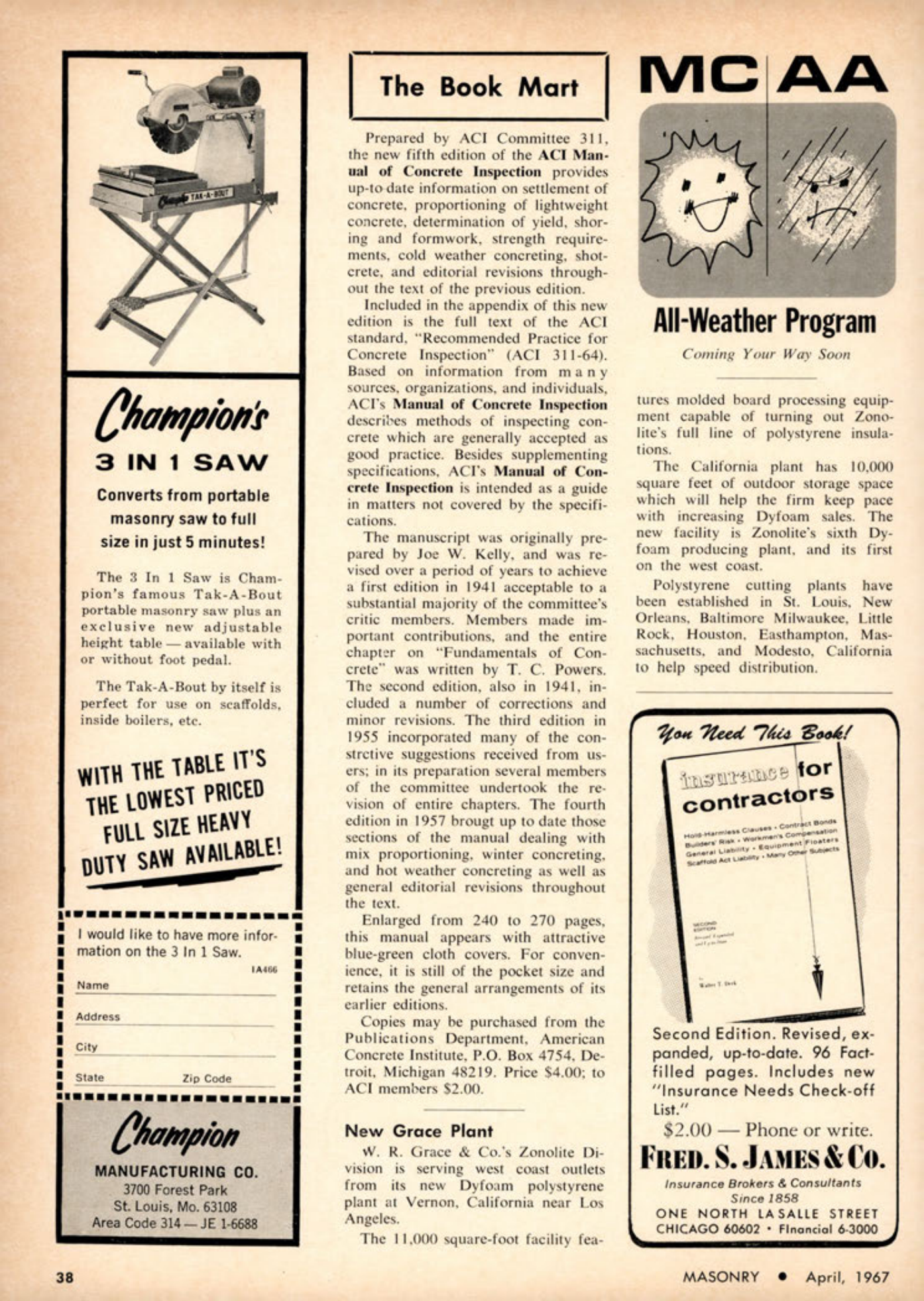Masonry Magazine April 1967 Page. 38