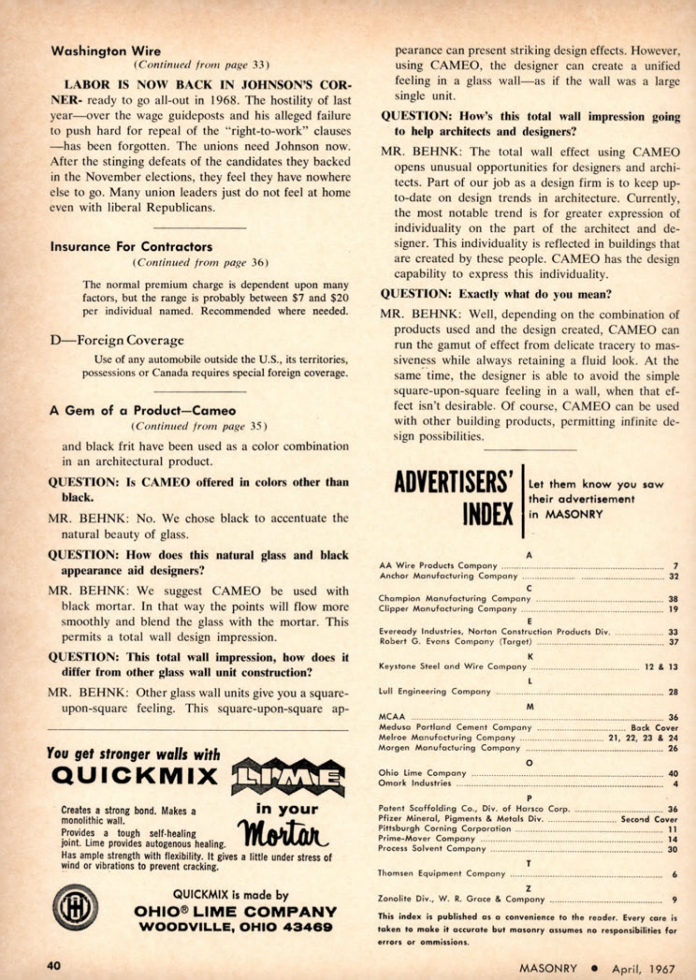 Masonry Magazine April 1967 Page. 40