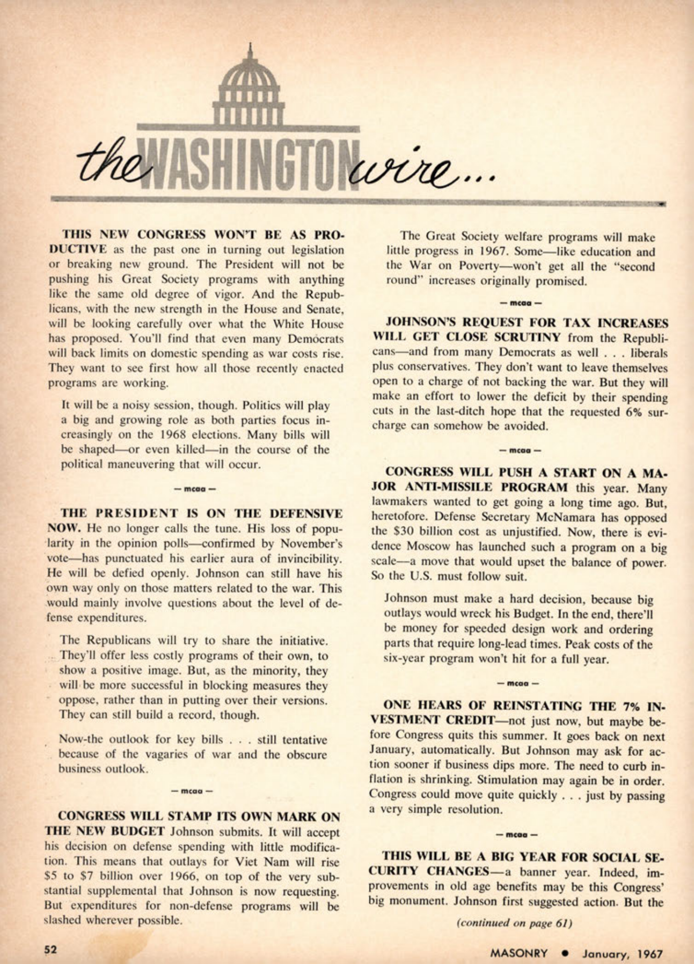 Masonry Magazine January 1967 Page. 52