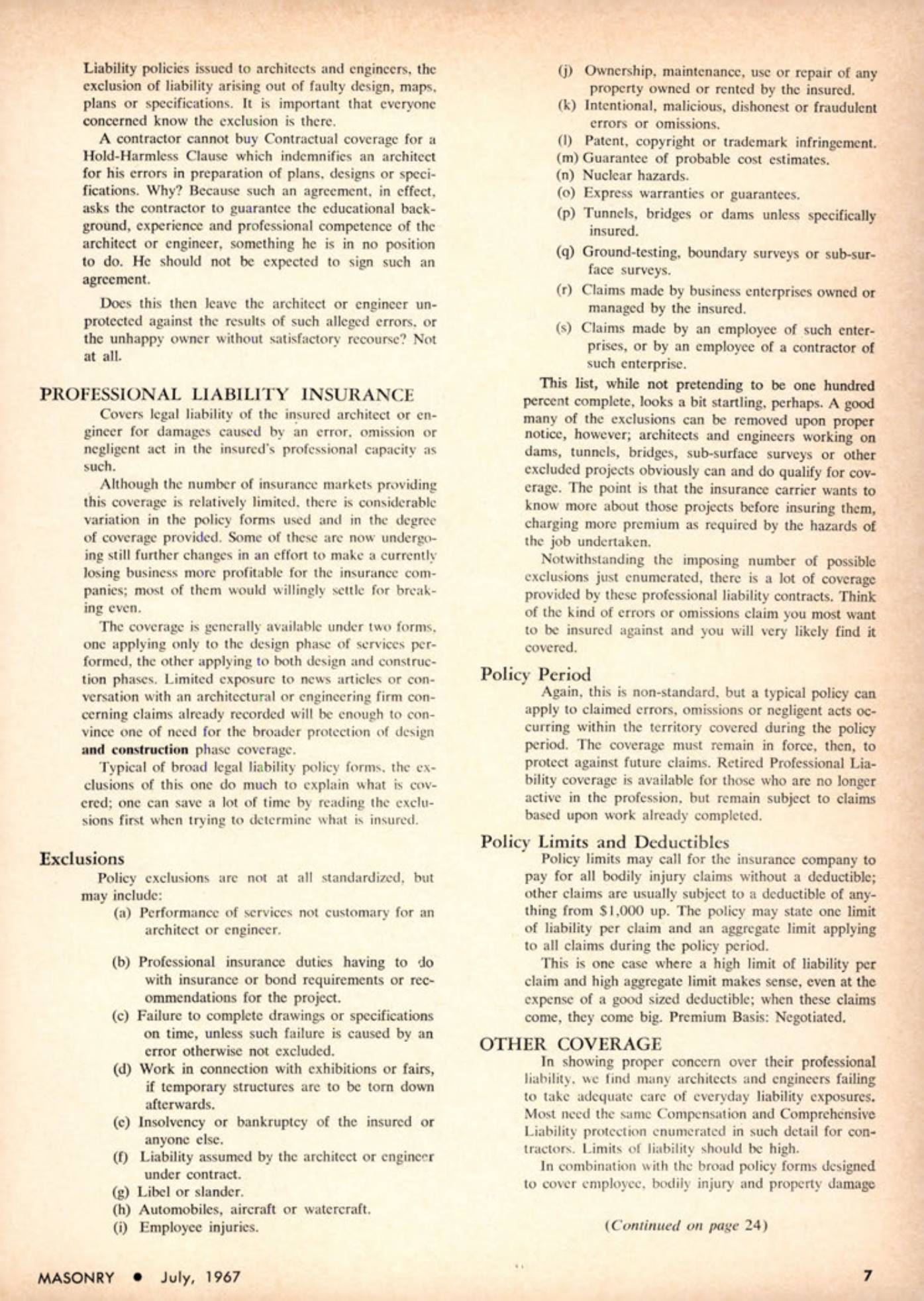 Masonry Magazine July 1967 Page. 7