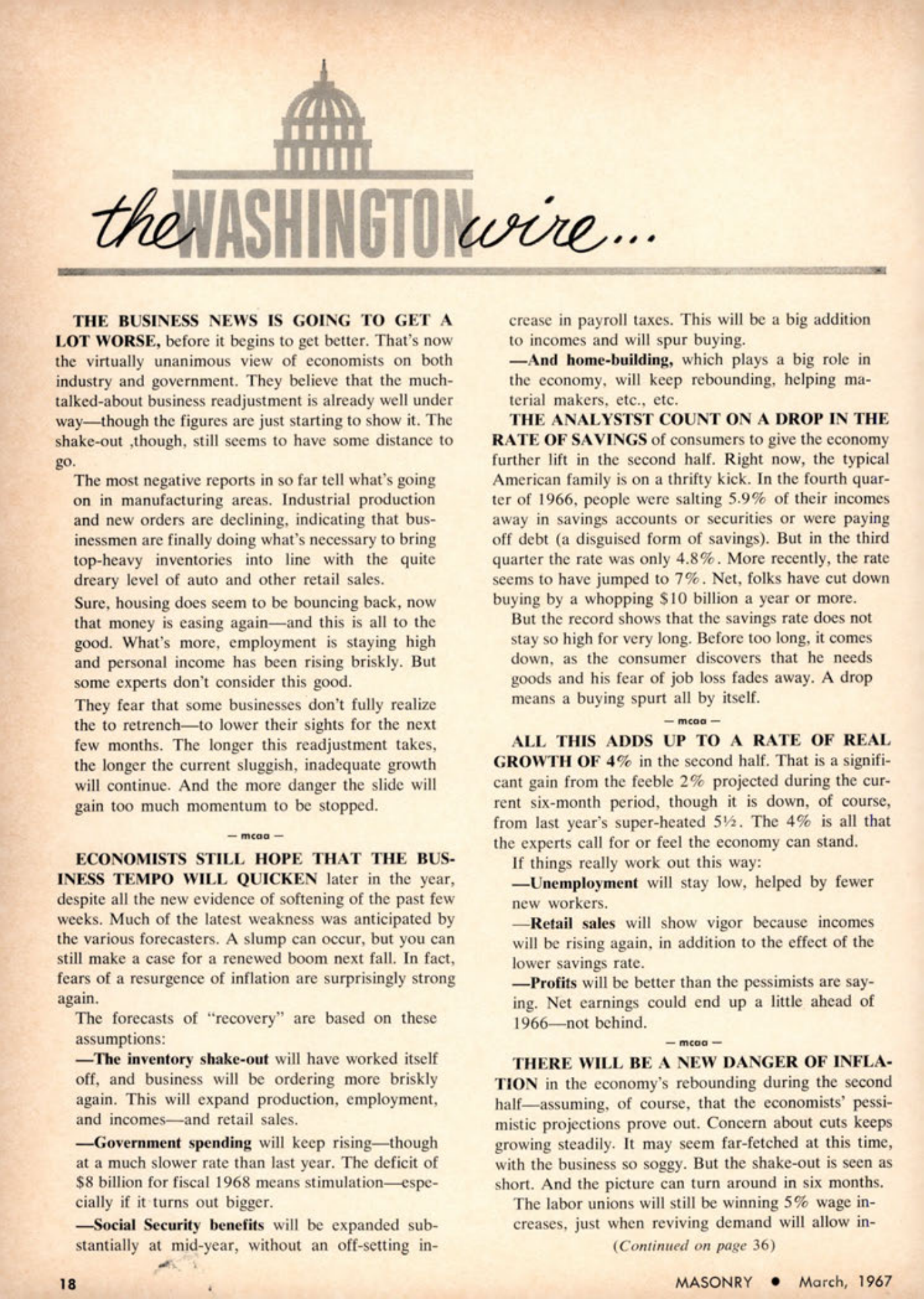 Masonry Magazine March 1967 Page. 18