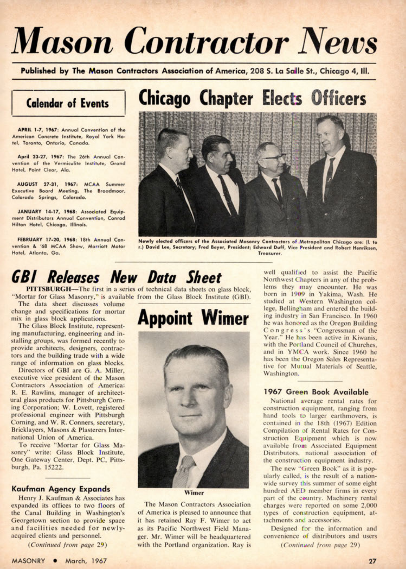 Masonry Magazine March 1967 Page. 27