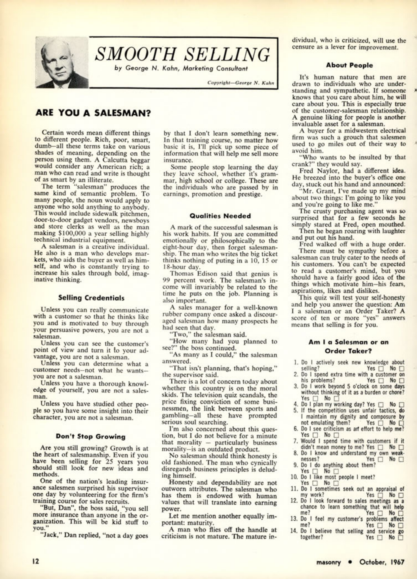Masonry Magazine October 1967 Page. 12
