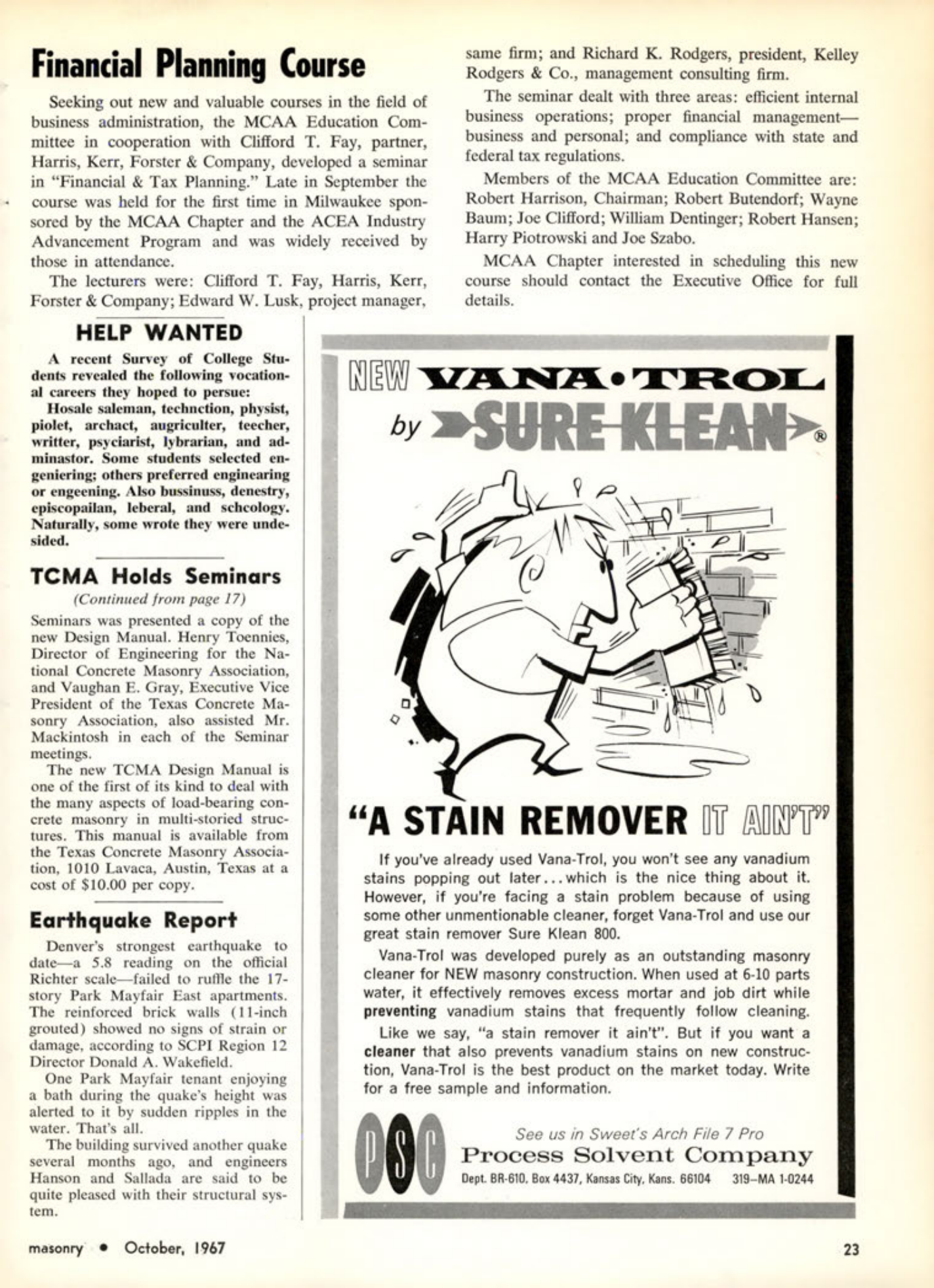 Masonry Magazine October 1967 Page. 25