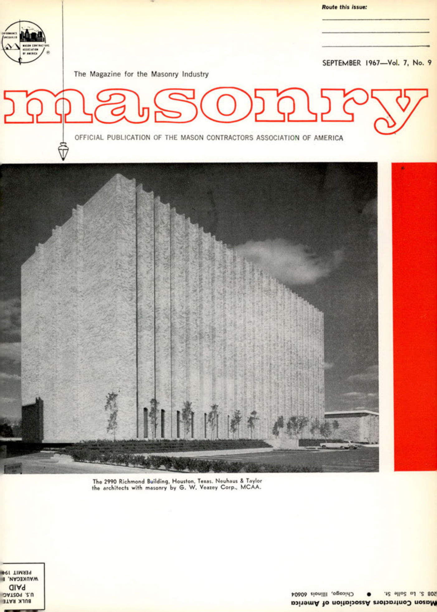 Masonry Magazine September 1967 Page. 1