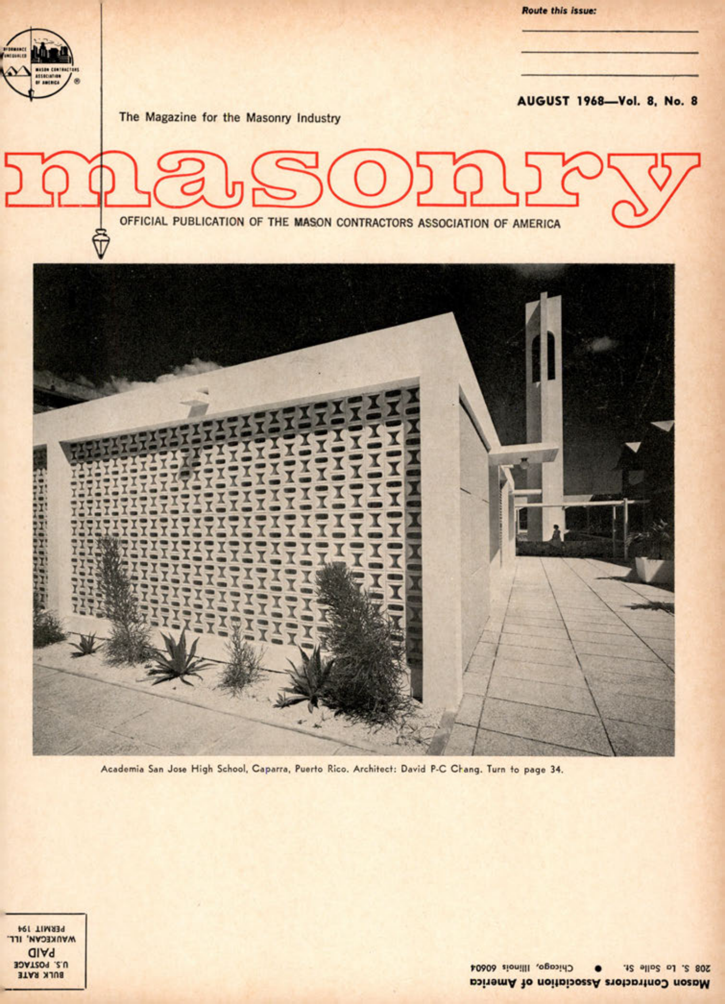 Masonry Magazine August 1968 Page. 1