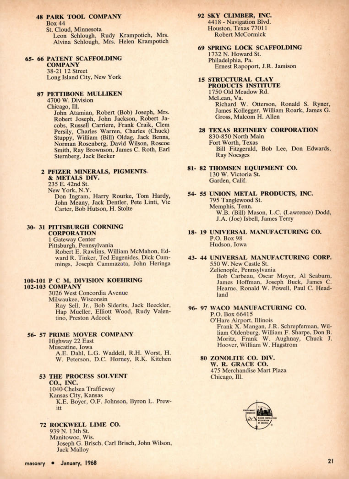 Masonry Magazine January 1968 Page. 21