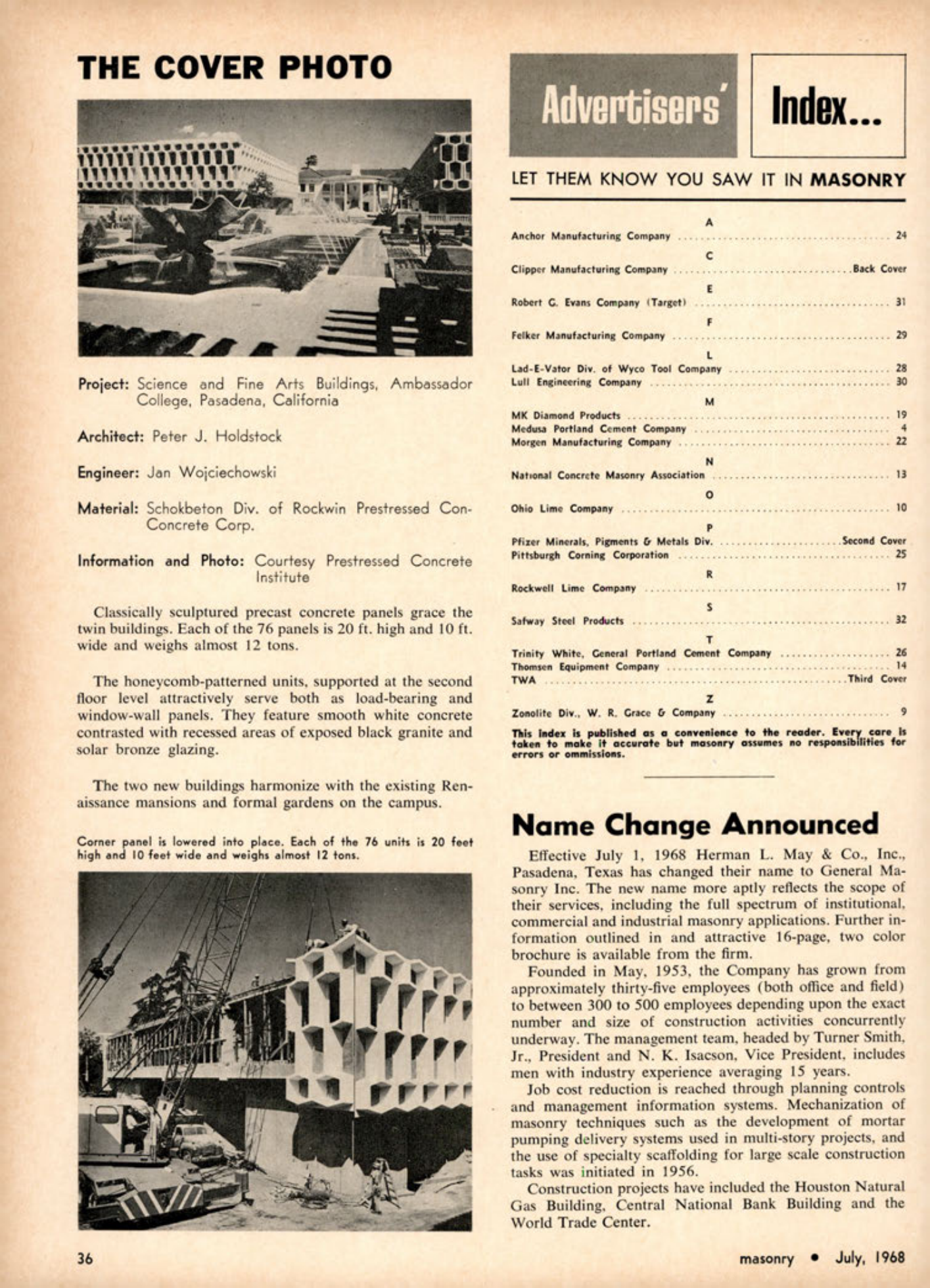 Masonry Magazine July 1968 Page. 36