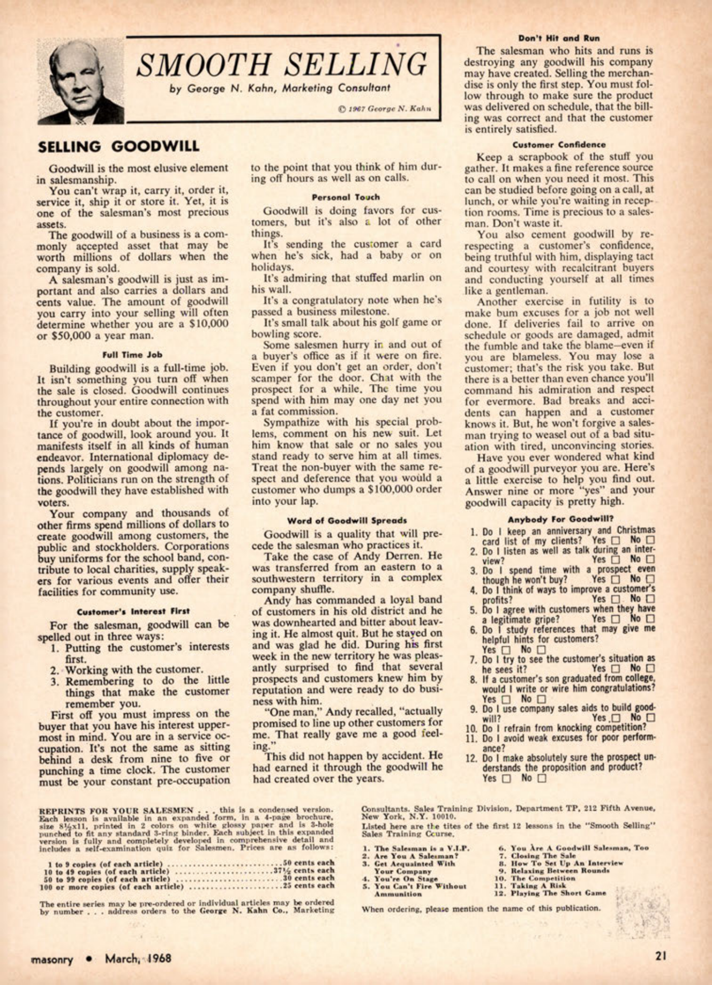 Masonry Magazine March 1968 Page. 21