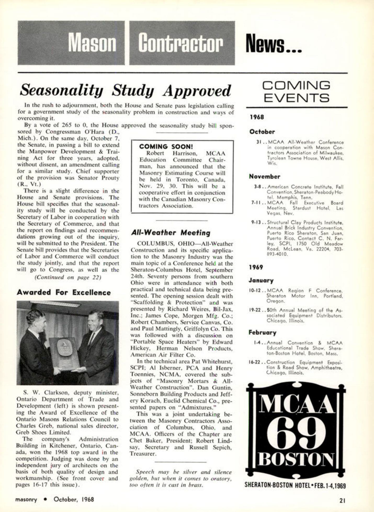 Masonry Magazine October 1968 Page. 21