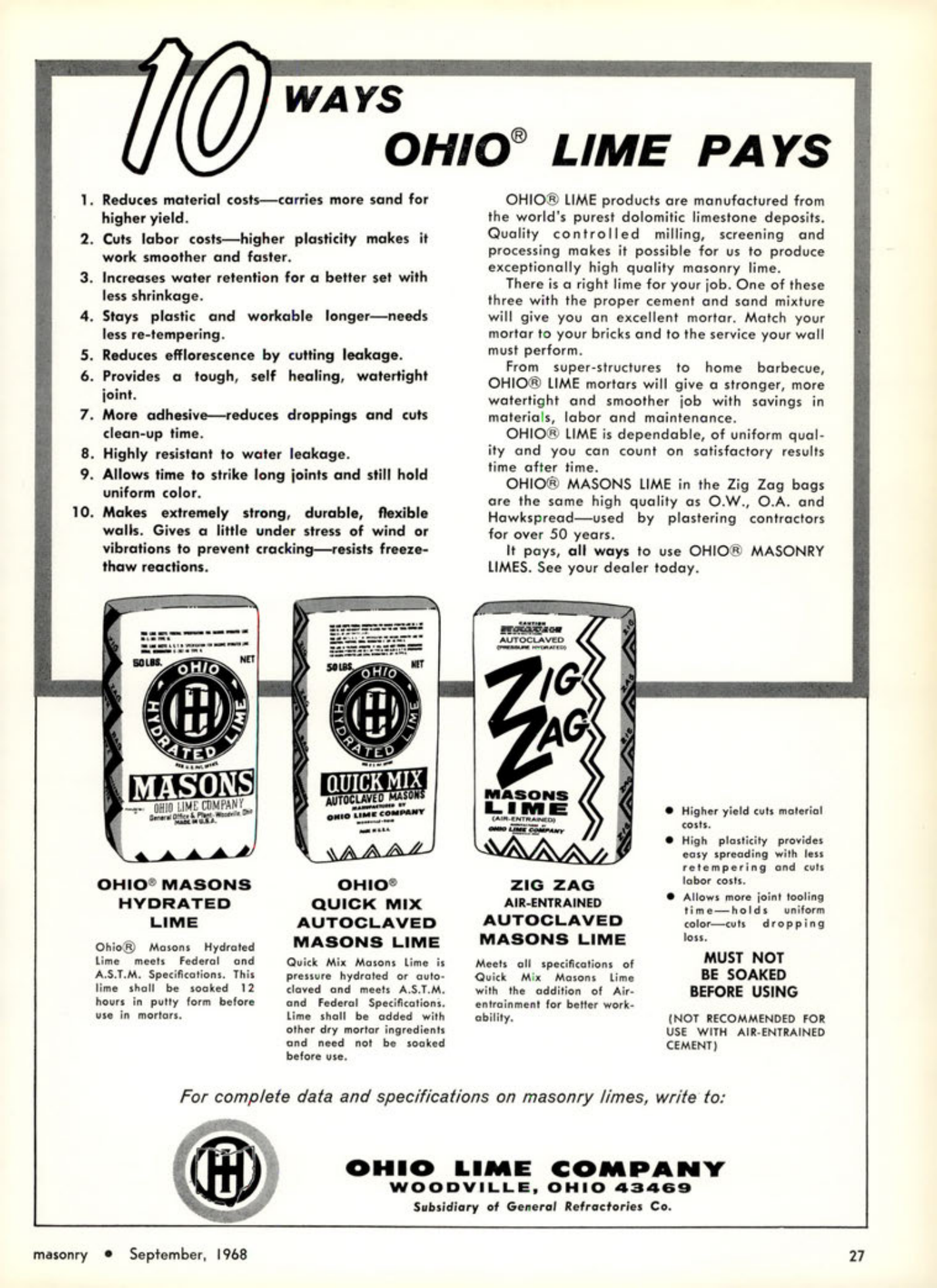 Masonry Magazine September 1968 Page. 27