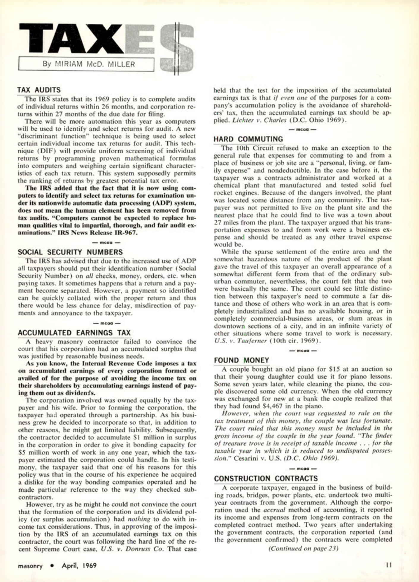 Masonry Magazine April 1969 Page. 11
