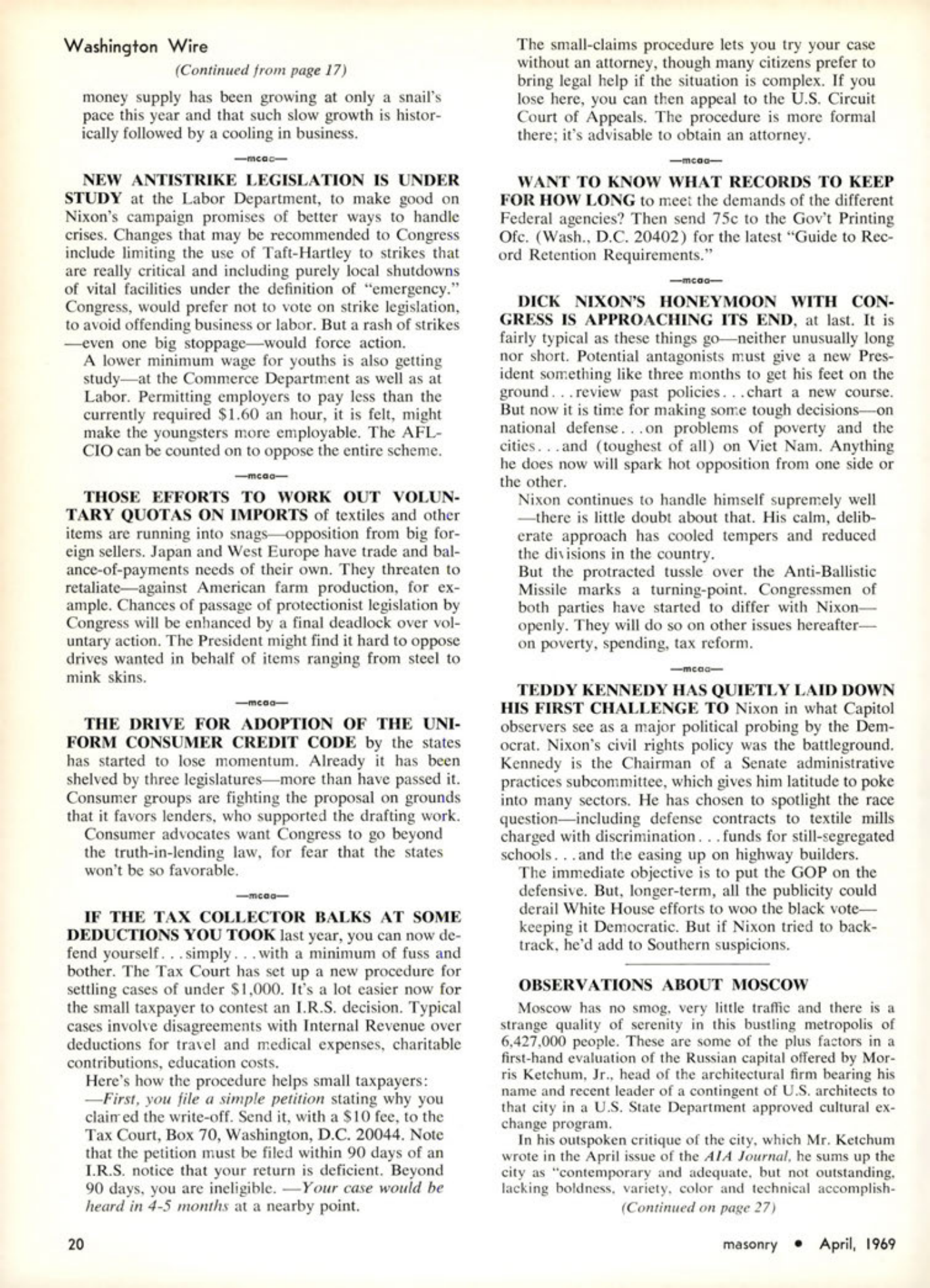 Masonry Magazine April 1969 Page. 20