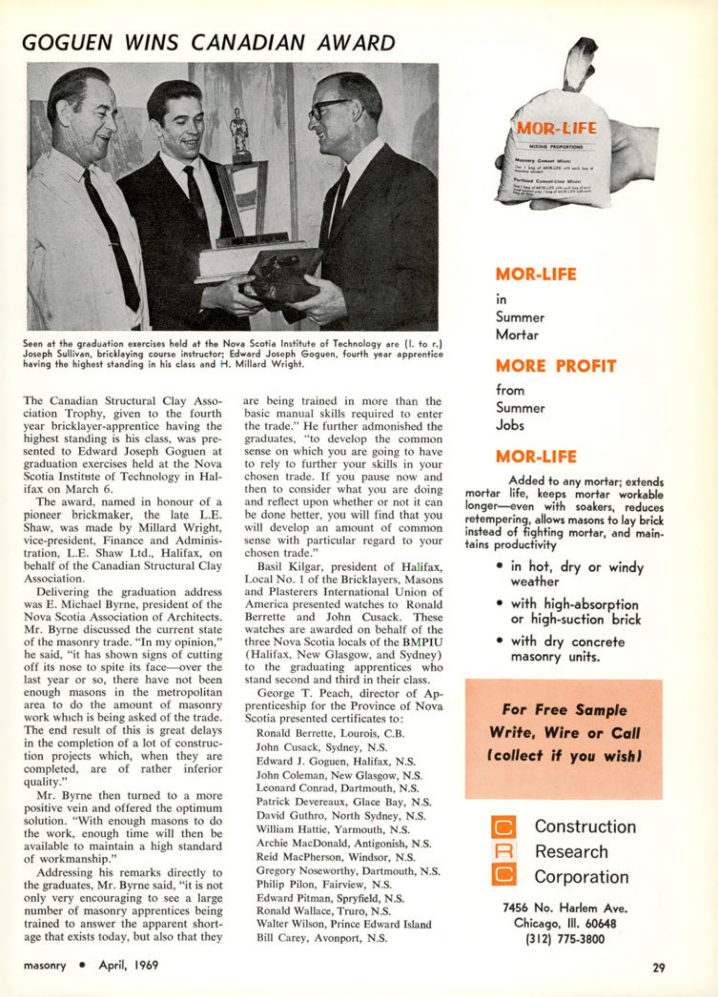 Masonry Magazine April 1969 Page. 29