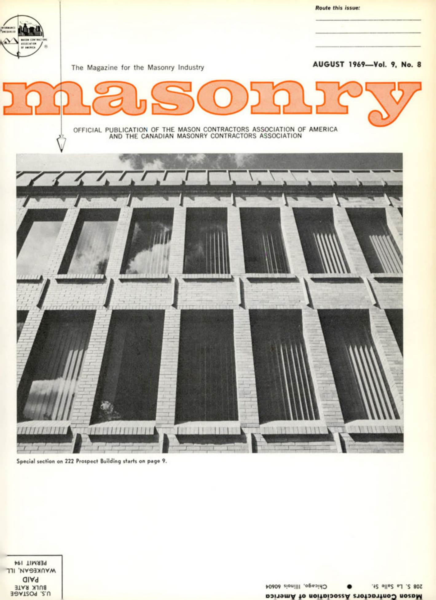 Masonry Magazine August 1969 Page. 1