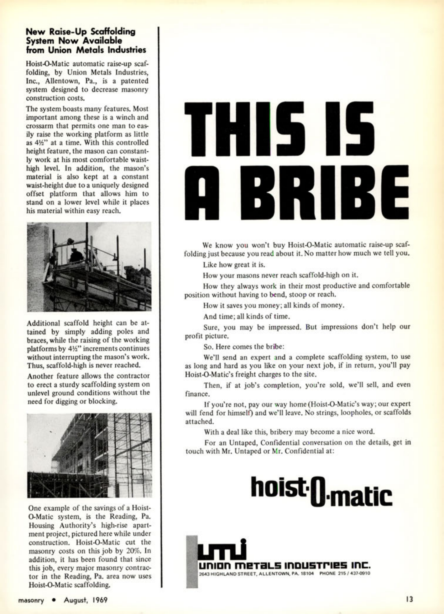 Masonry Magazine August 1969 Page. 13
