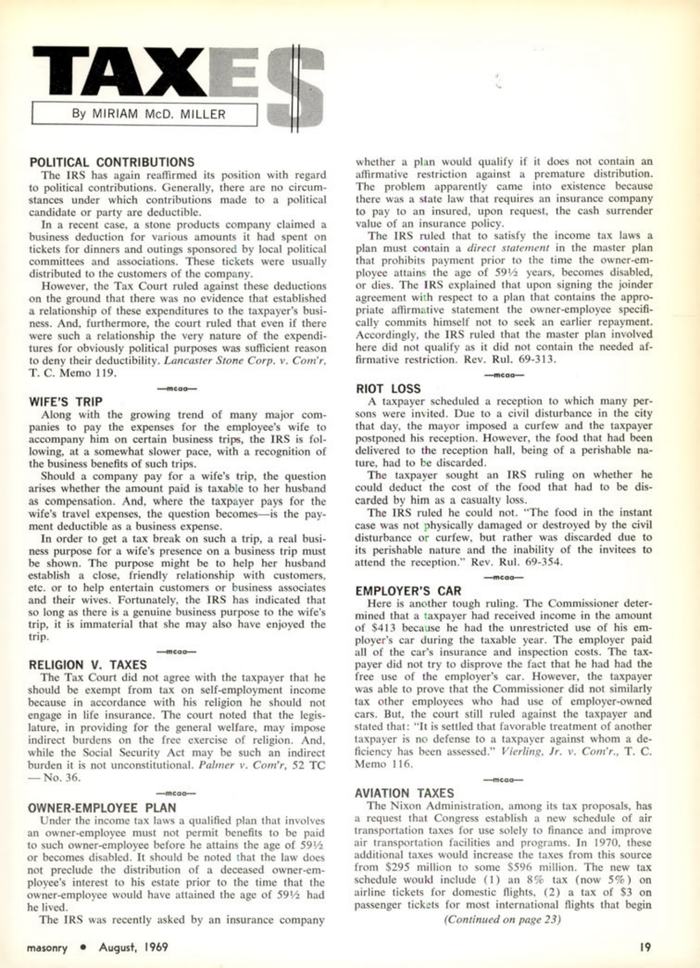 Masonry Magazine August 1969 Page. 19