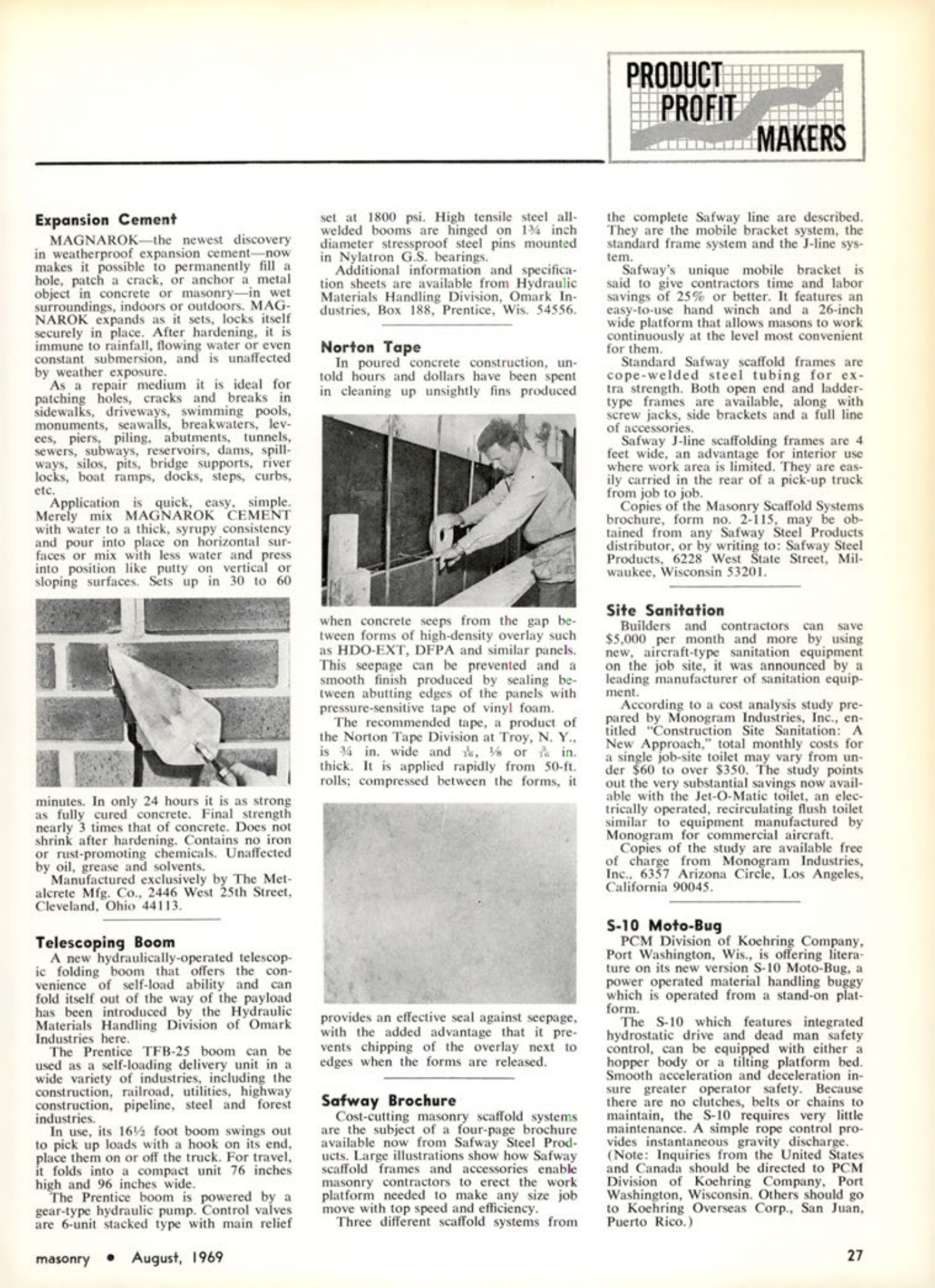 Masonry Magazine August 1969 Page. 27