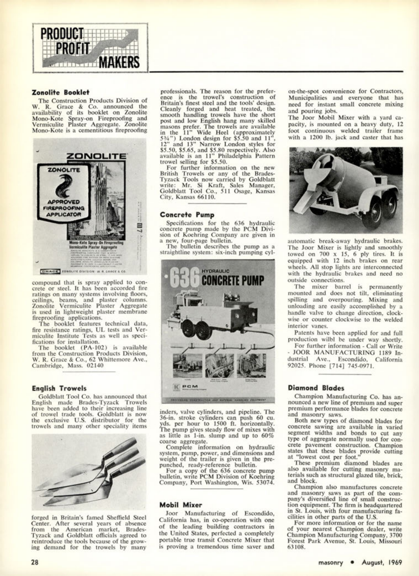 Masonry Magazine August 1969 Page. 28