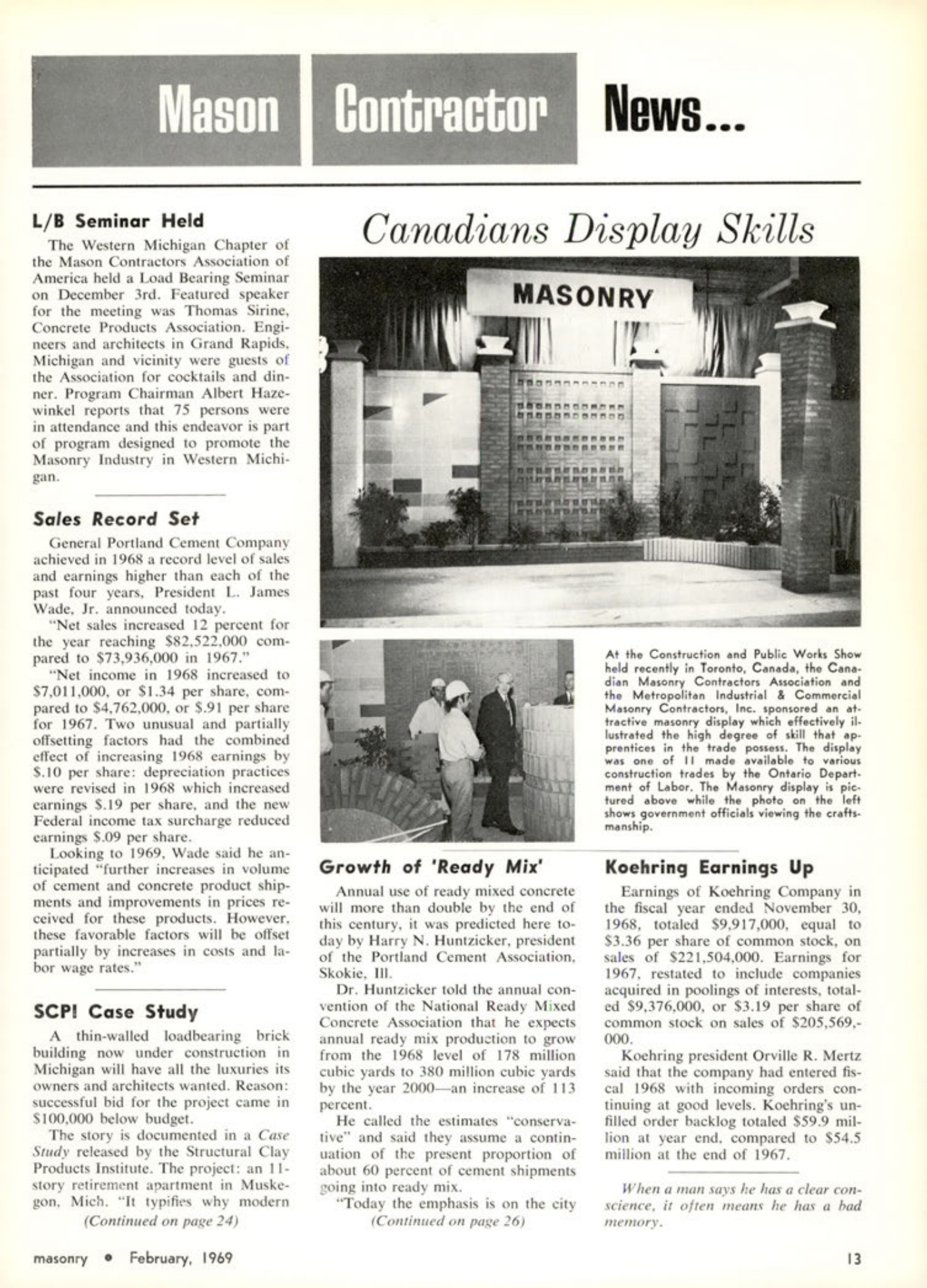 Masonry Magazine February 1969 Page. 13