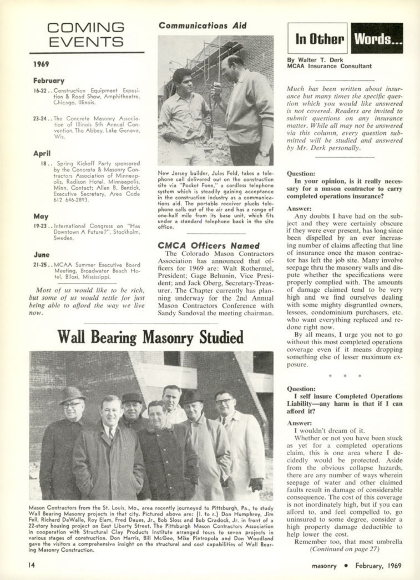 Masonry Magazine February 1969 Page. 14
