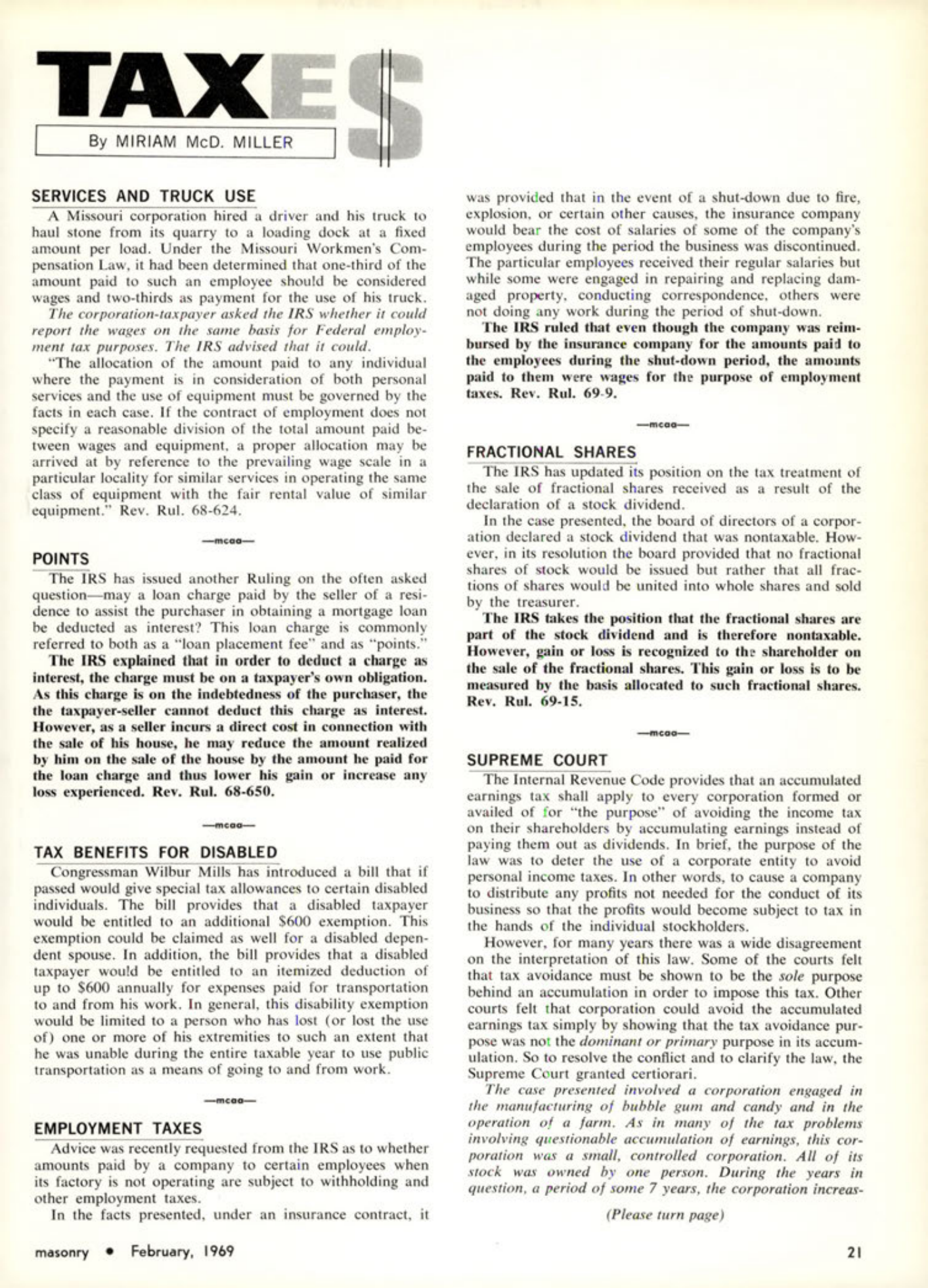 Masonry Magazine February 1969 Page. 21