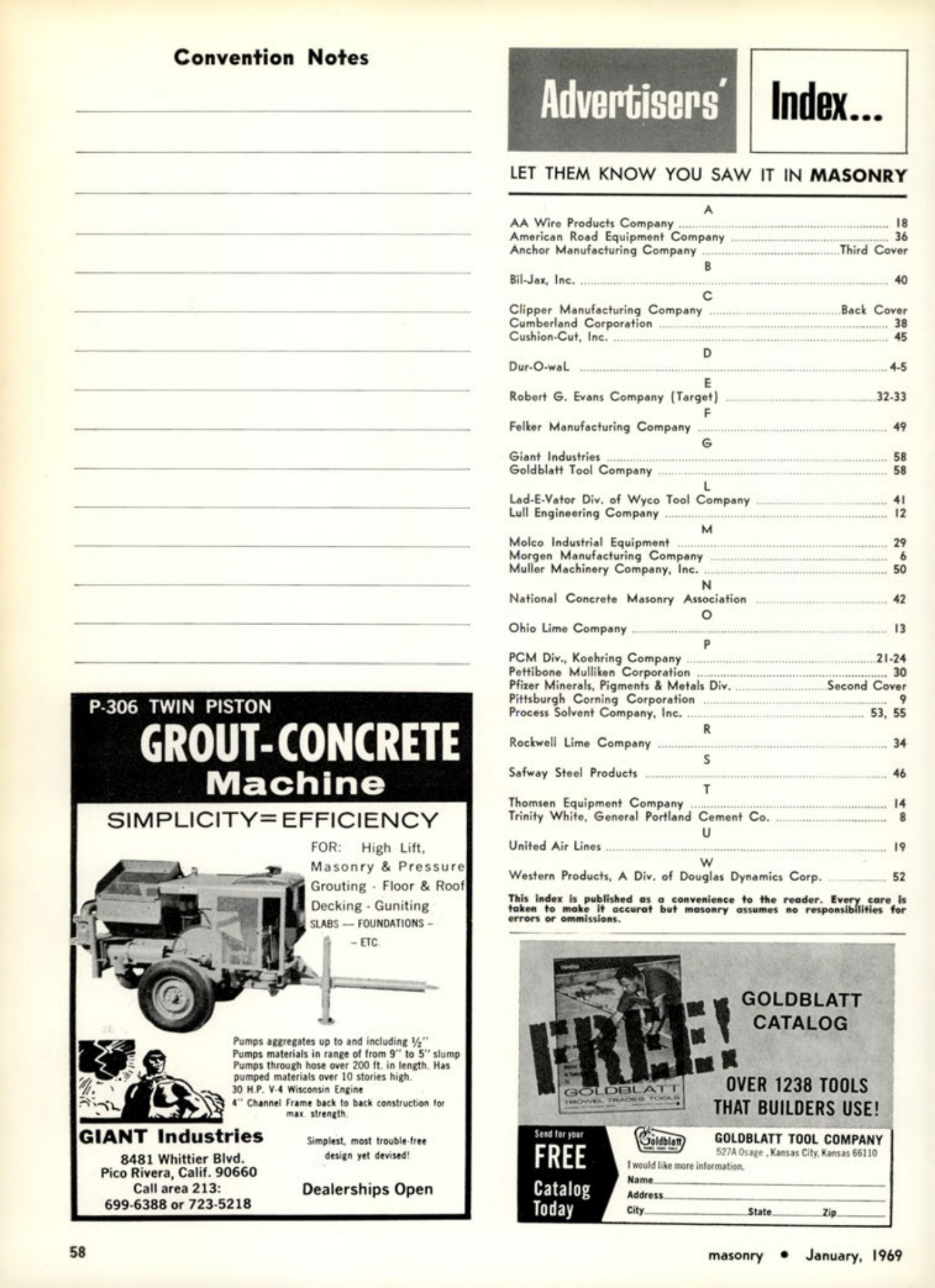 Masonry Magazine January 1969 Page. 58