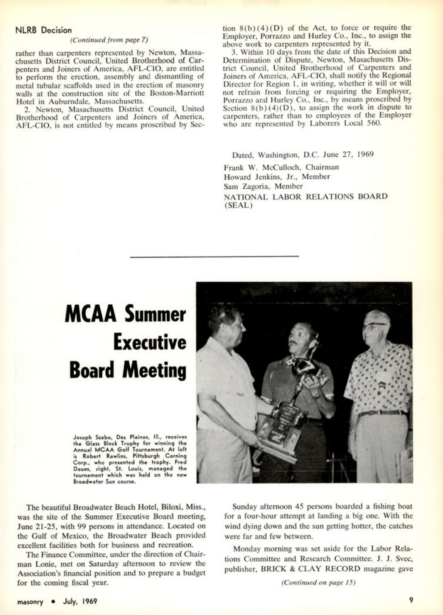 Masonry Magazine July 1969 Page. 9