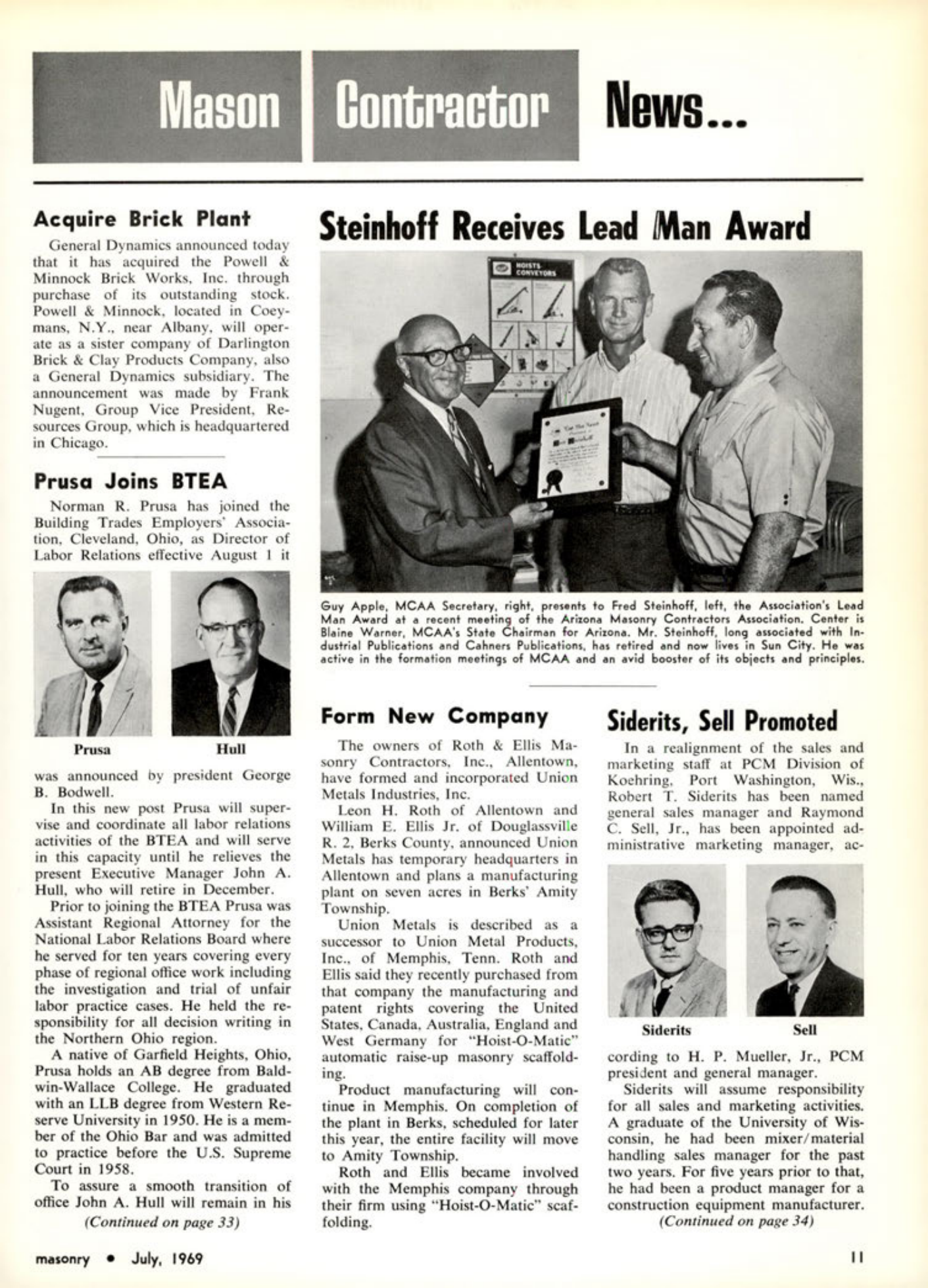 Masonry Magazine July 1969 Page. 11