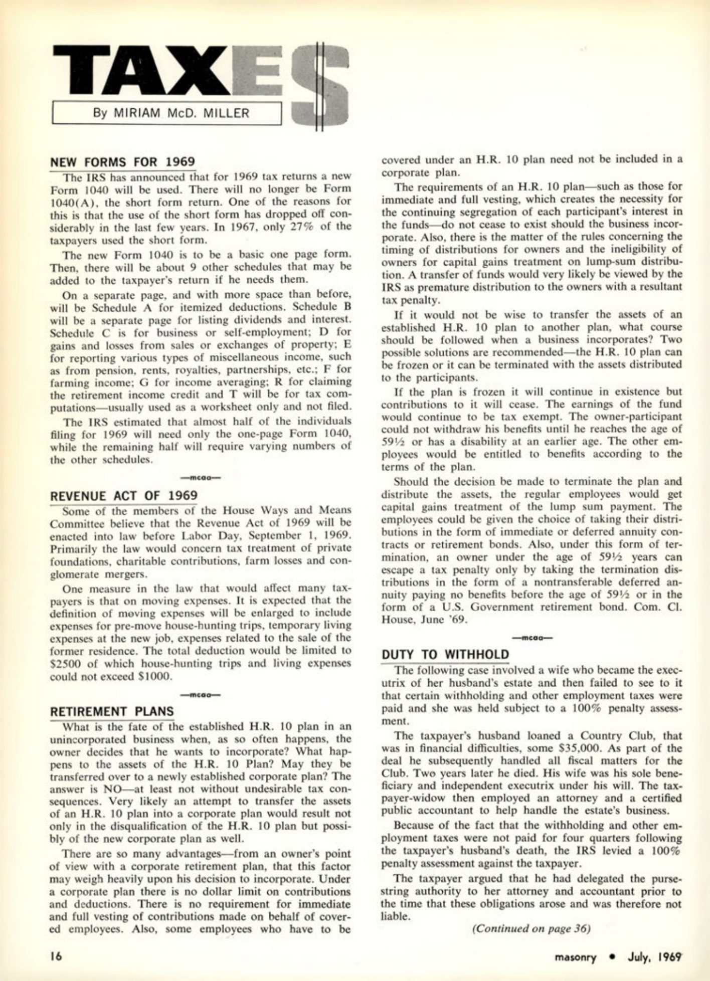 Masonry Magazine July 1969 Page. 16