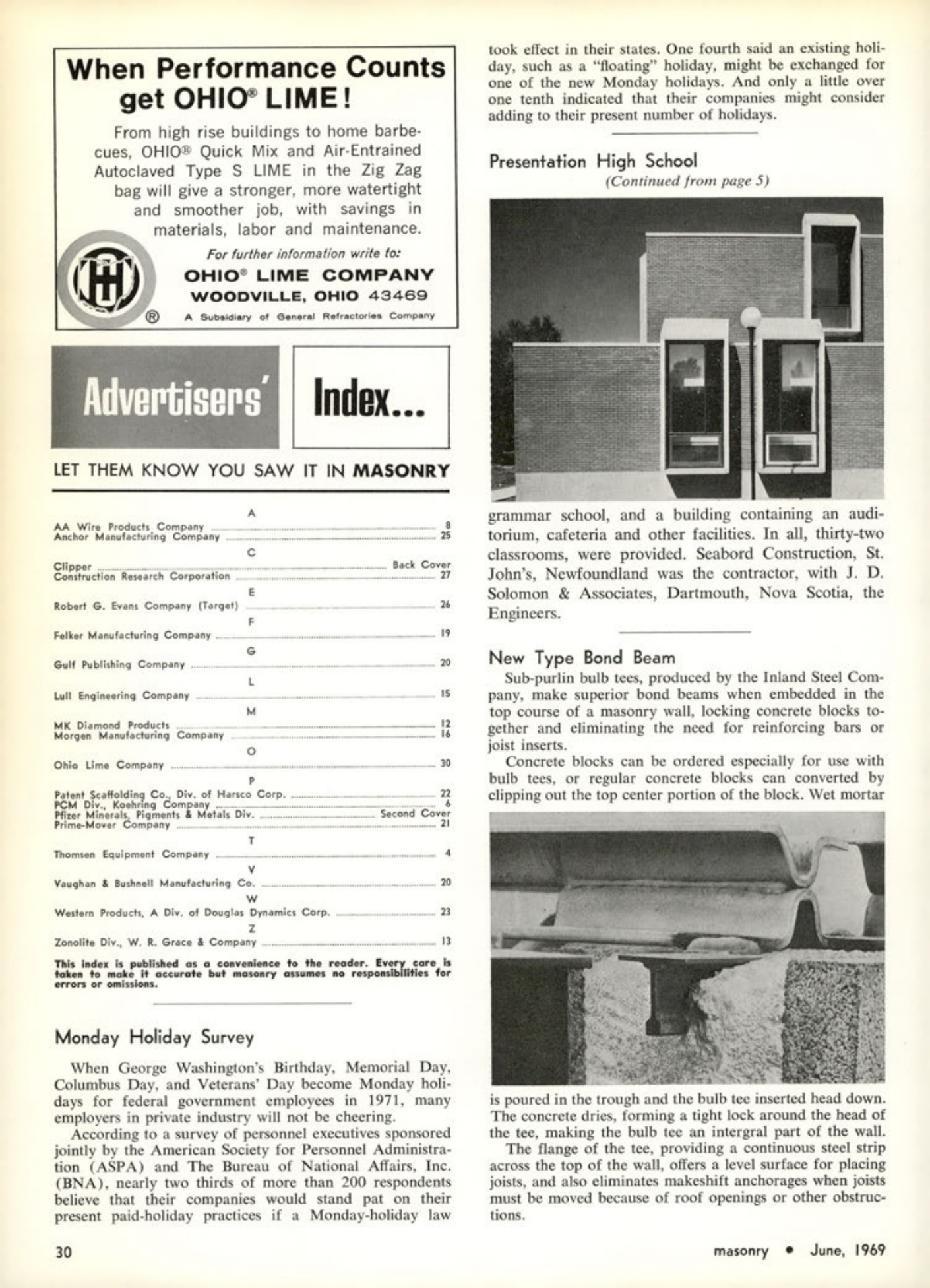 Masonry Magazine June 1969 Page. 30