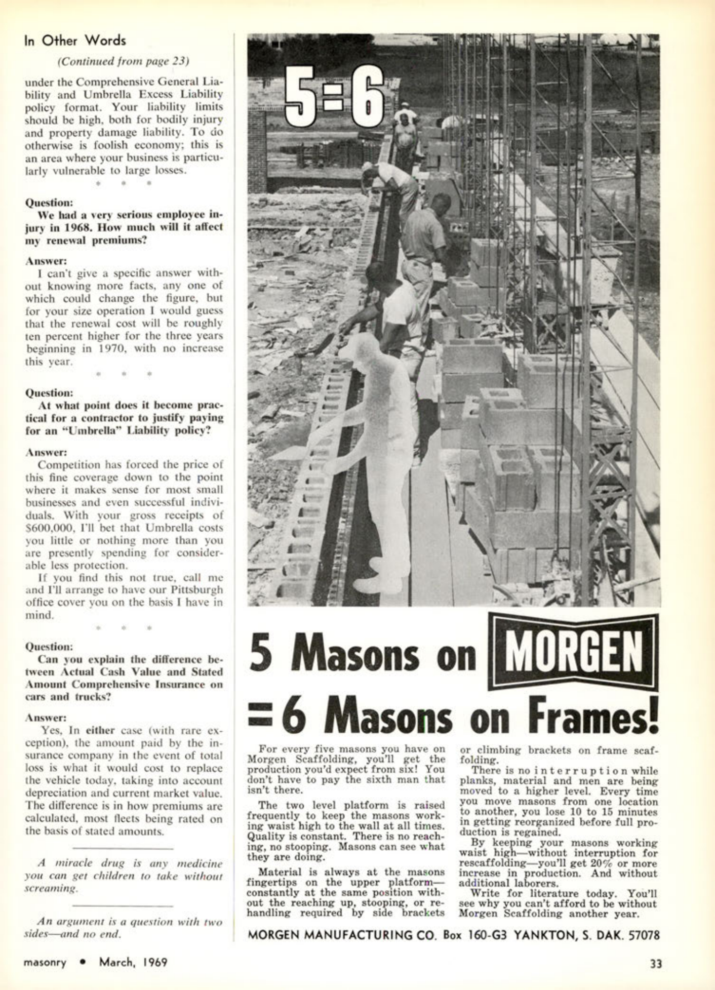 Masonry Magazine March 1969 Page. 33