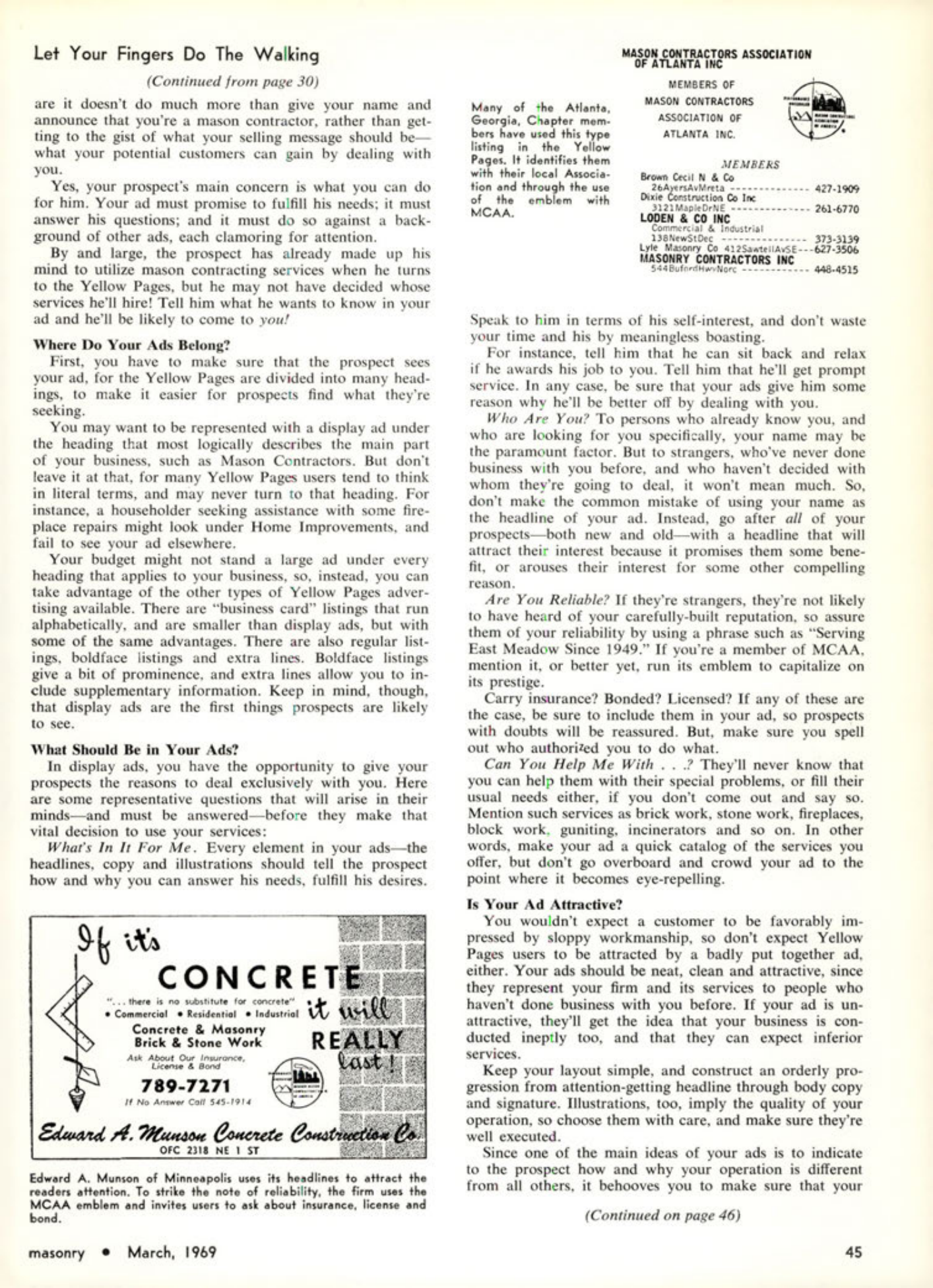 Masonry Magazine March 1969 Page. 45