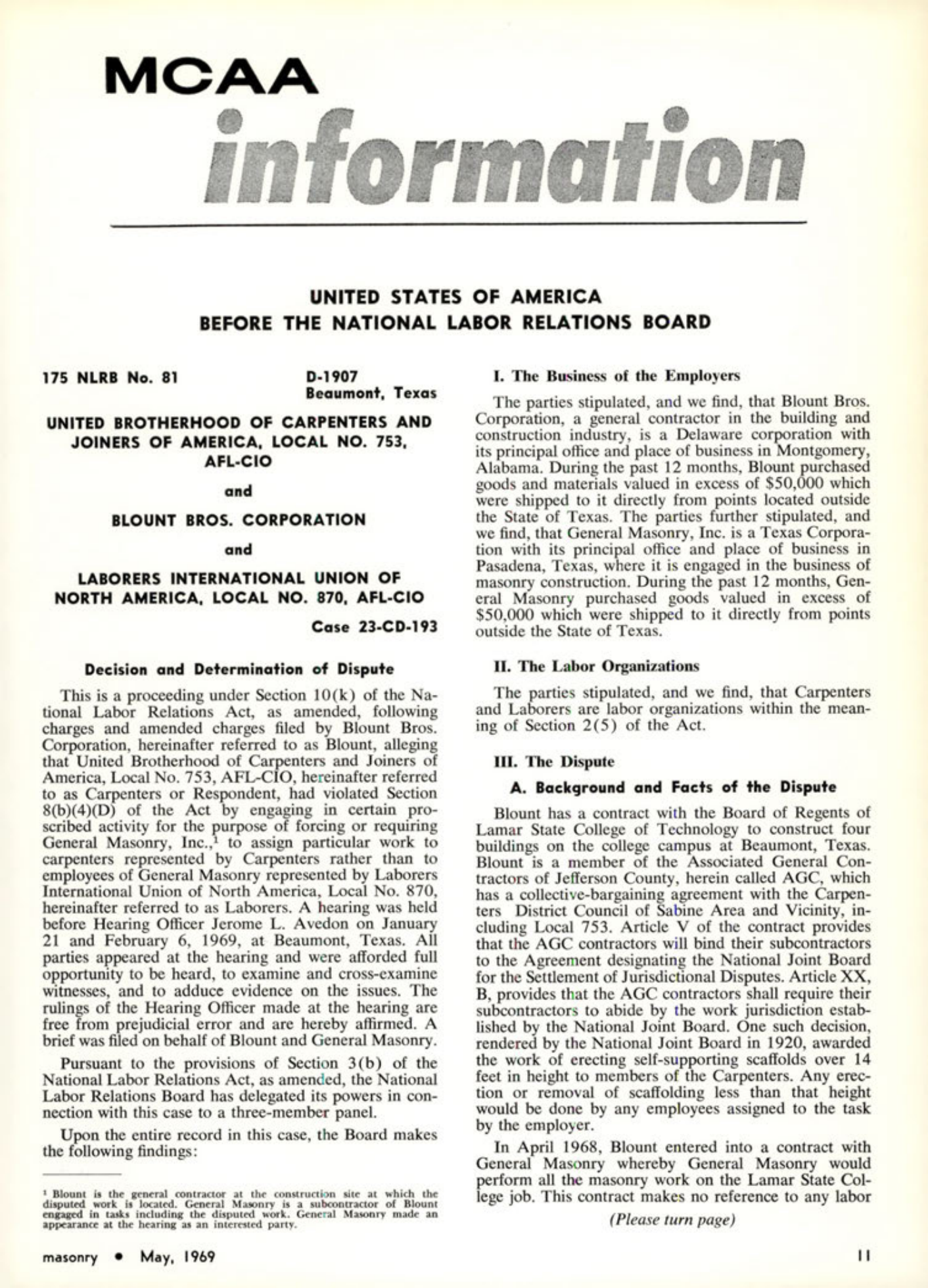 Masonry Magazine May 1969 Page. 11