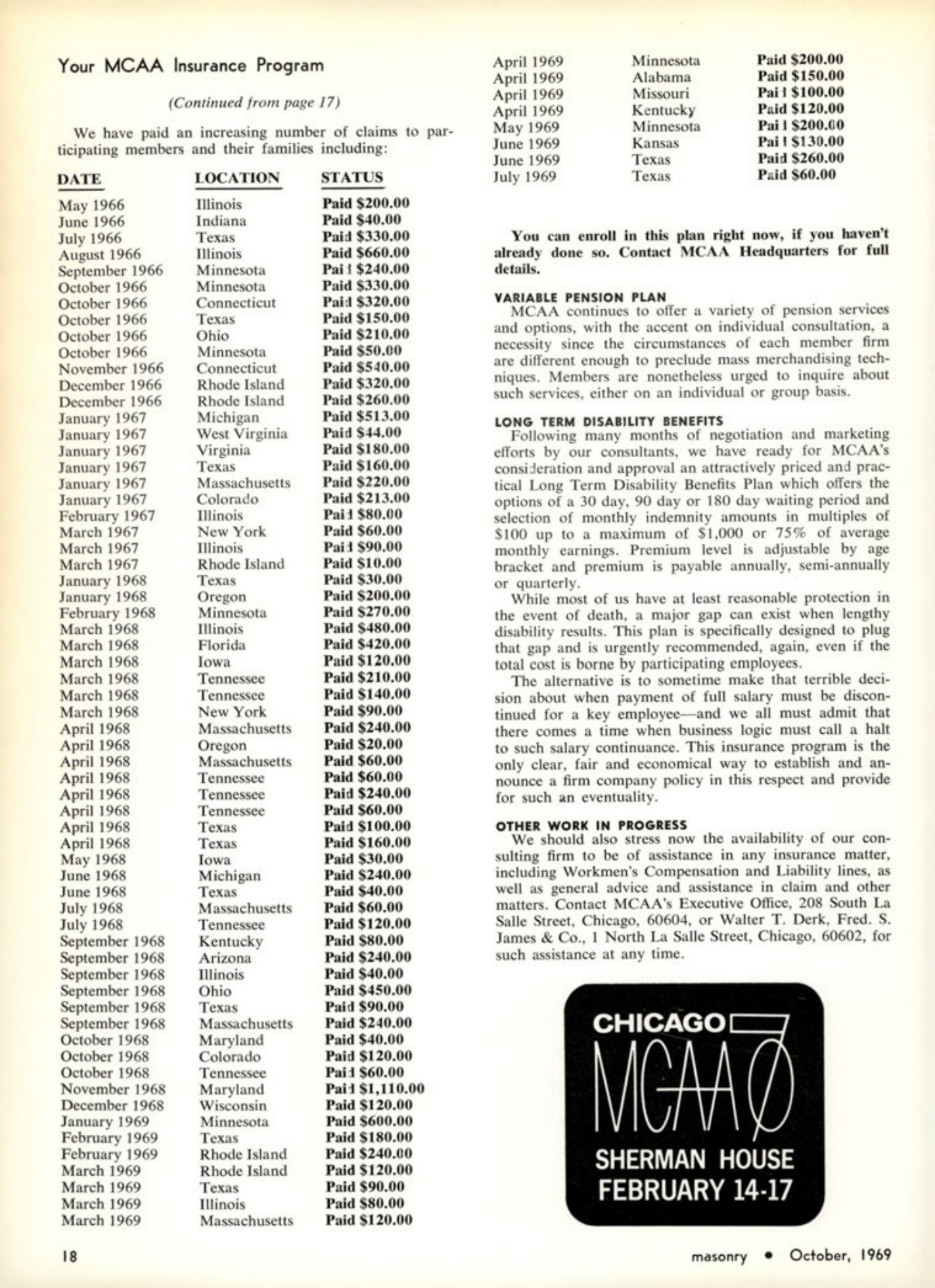 Masonry Magazine October 1969 Page. 18
