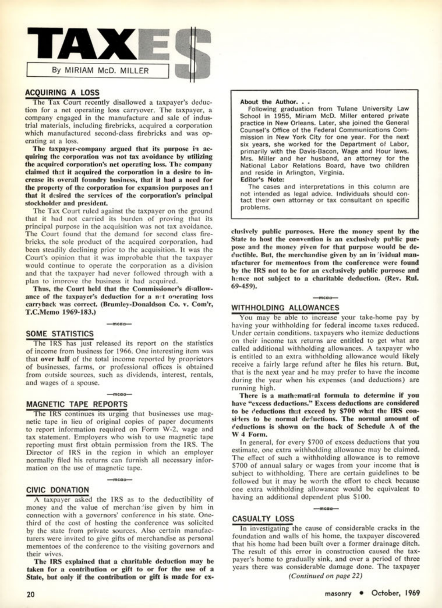 Masonry Magazine October 1969 Page. 20