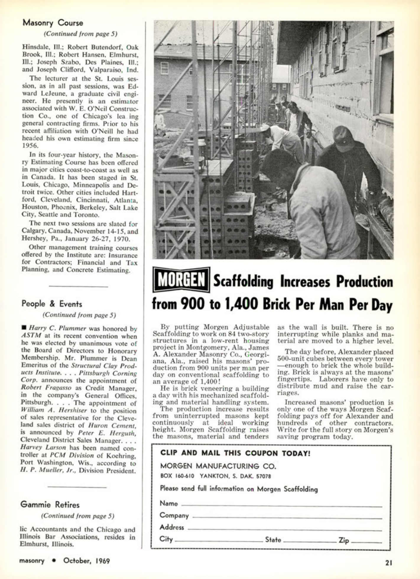 Masonry Magazine October 1969 Page. 21