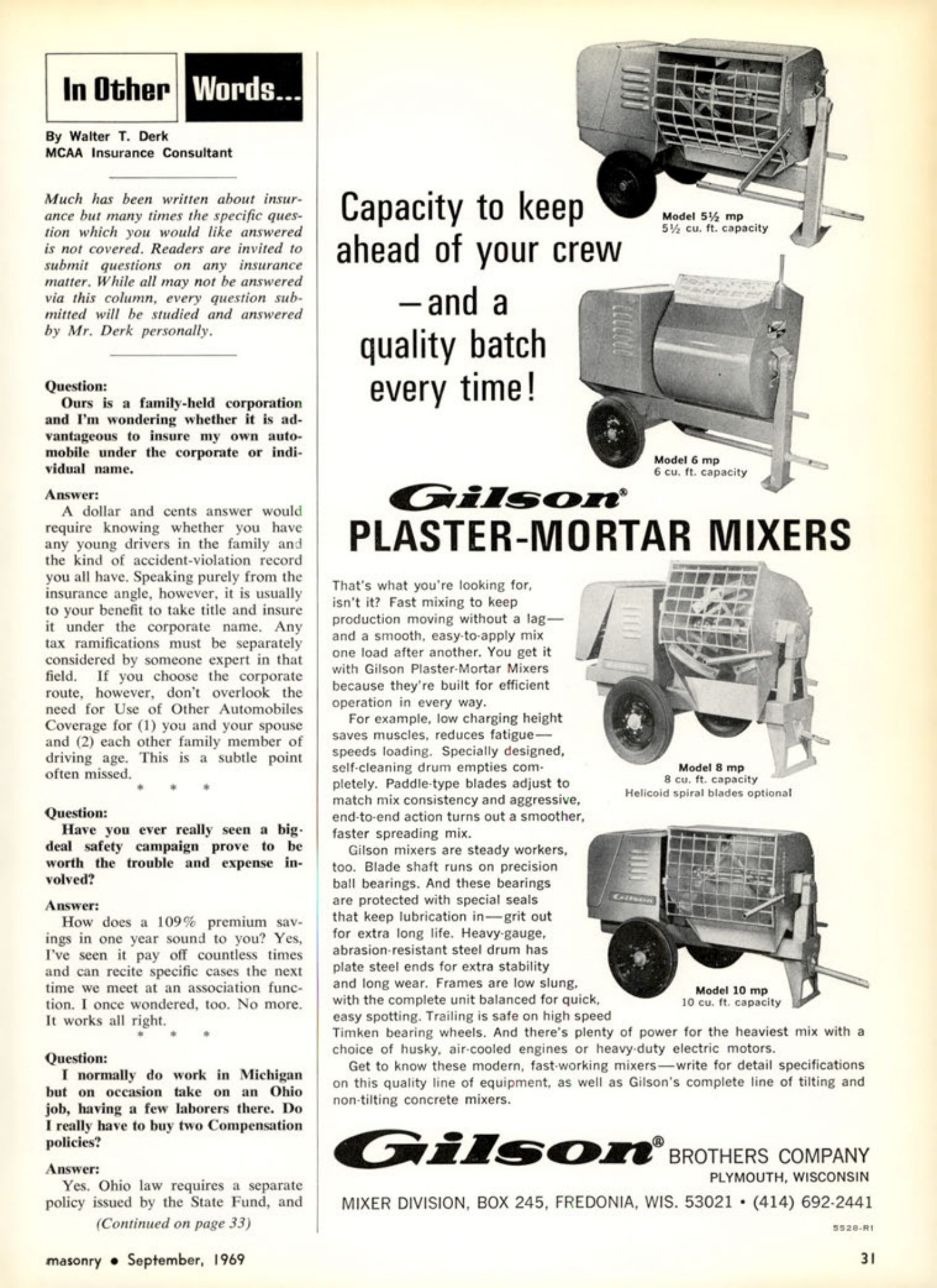 Masonry Magazine September 1969 Page. 31