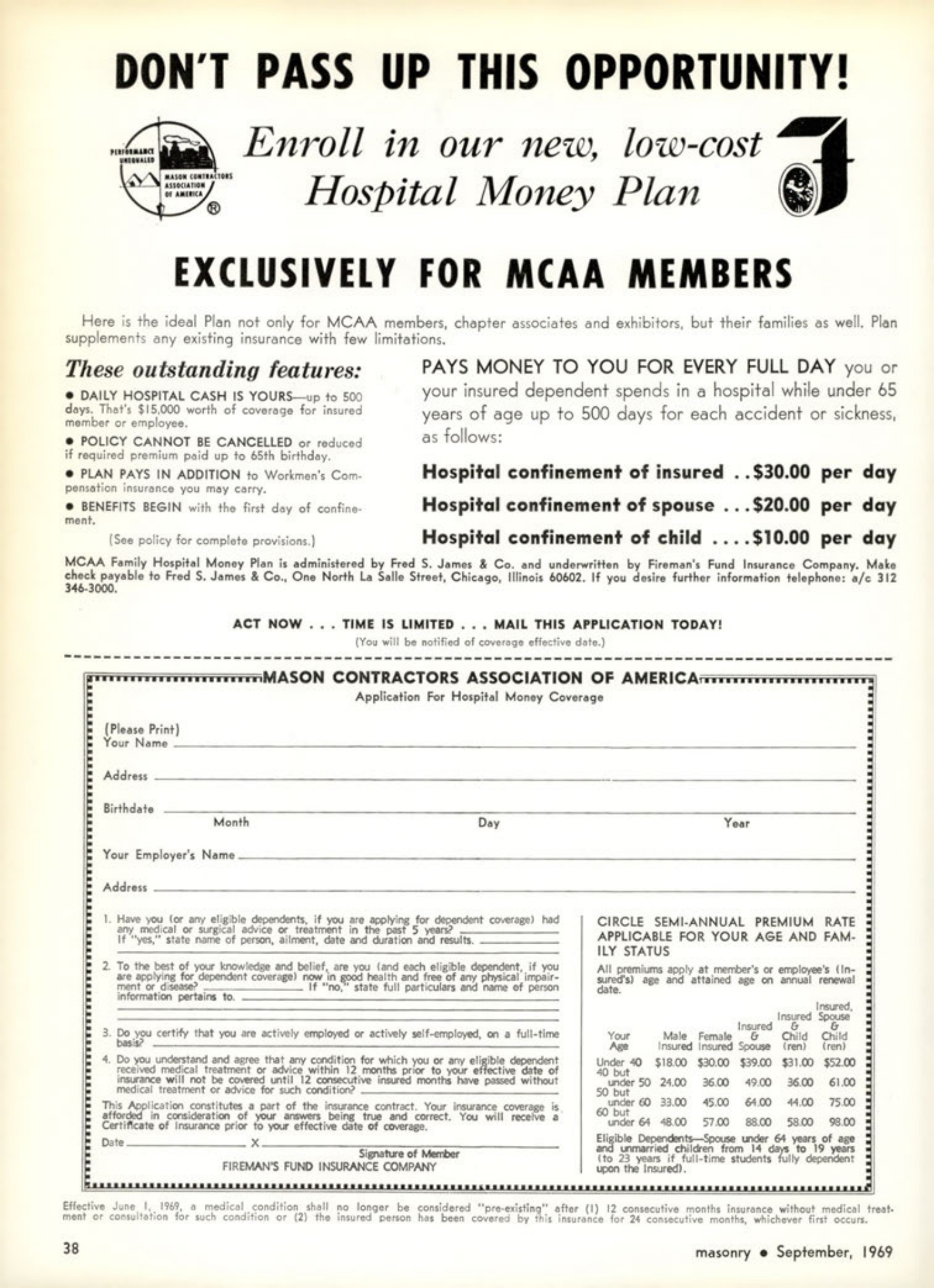 Masonry Magazine September 1969 Page. 38